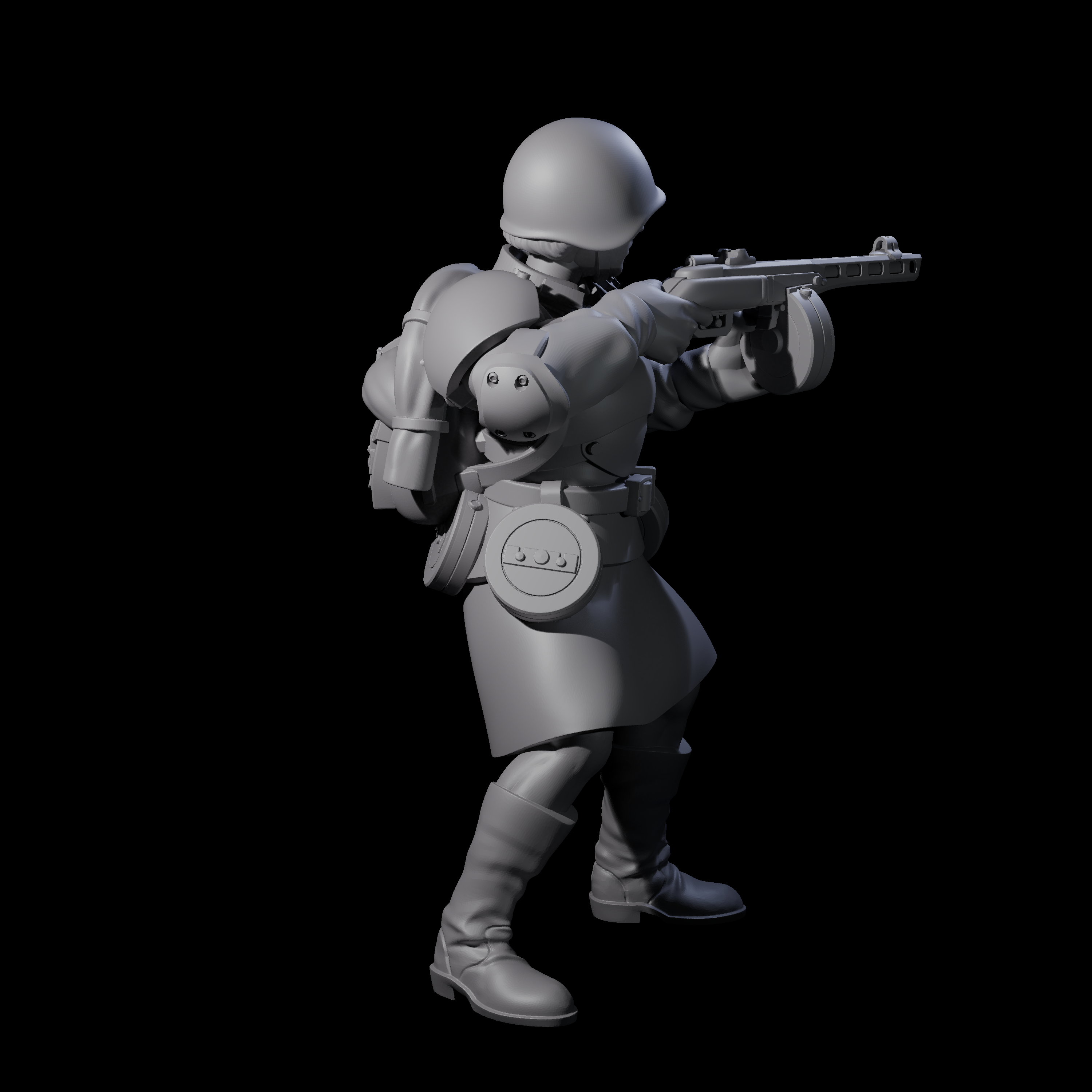 Weird War Soviet Spraying SMG War Maiden C Miniature for Dungeons and Dragons, Pathfinder or other TTRPGs
