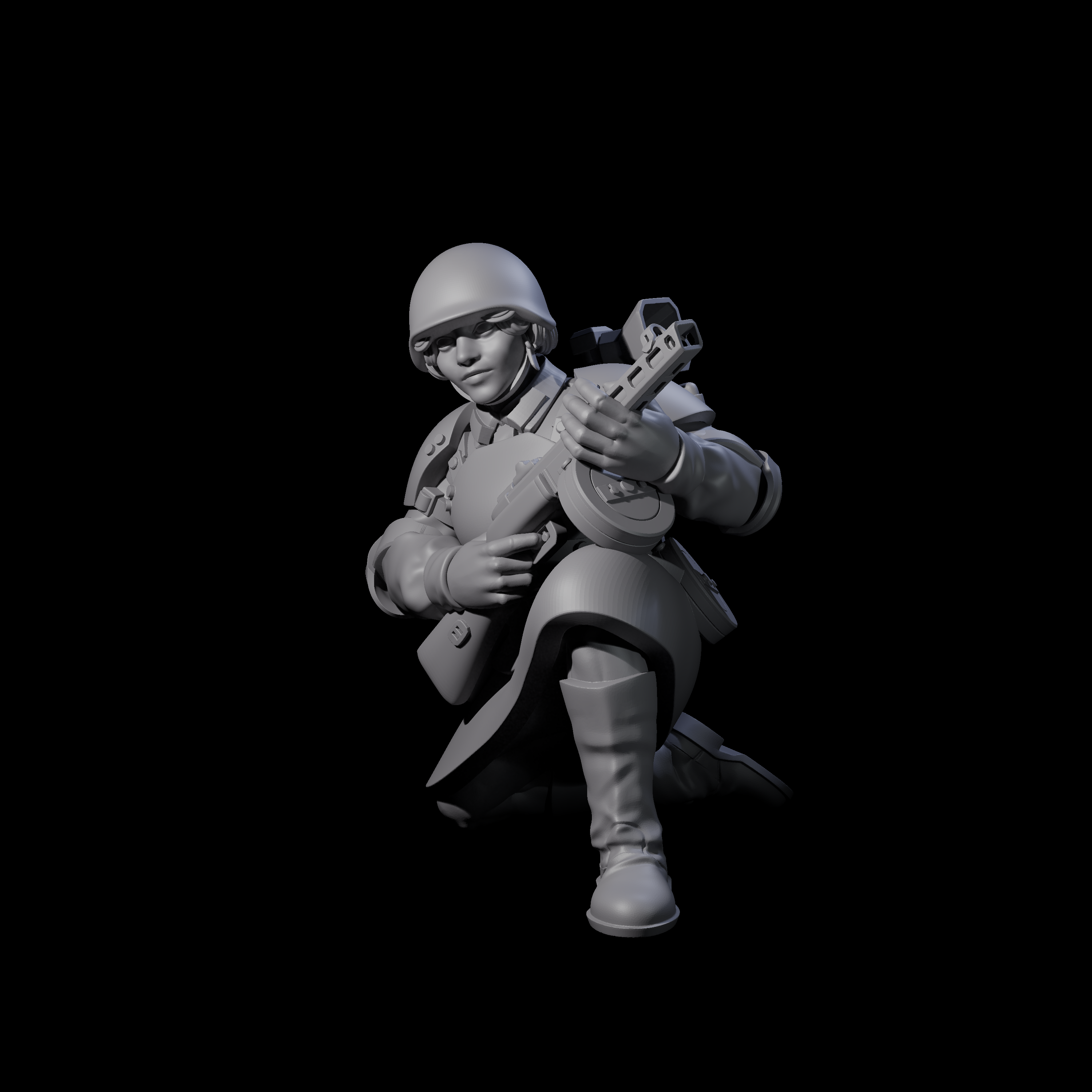 Weird War Soviet Spraying SMG War Maiden D Miniature for Dungeons and Dragons, Pathfinder or other TTRPGs