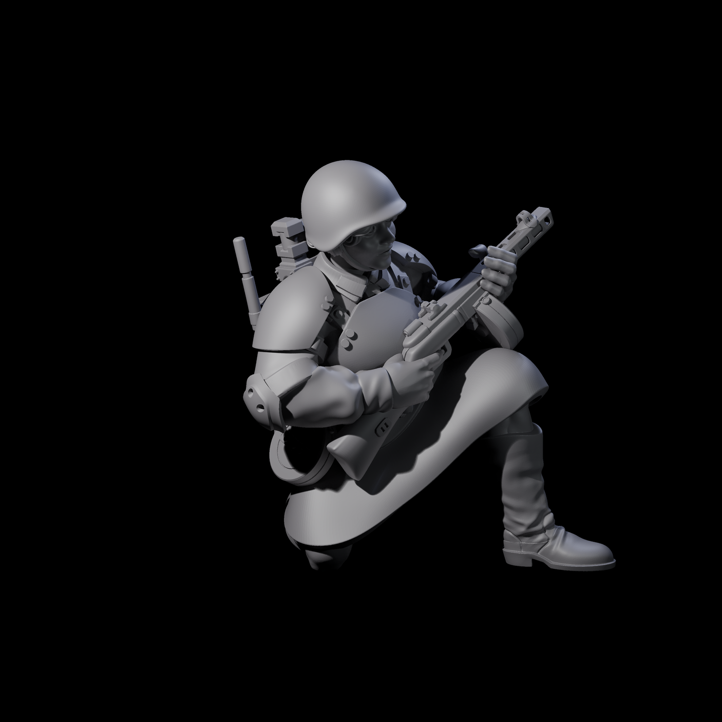 Weird War Soviet Spraying SMG War Maiden D Miniature for Dungeons and Dragons, Pathfinder or other TTRPGs