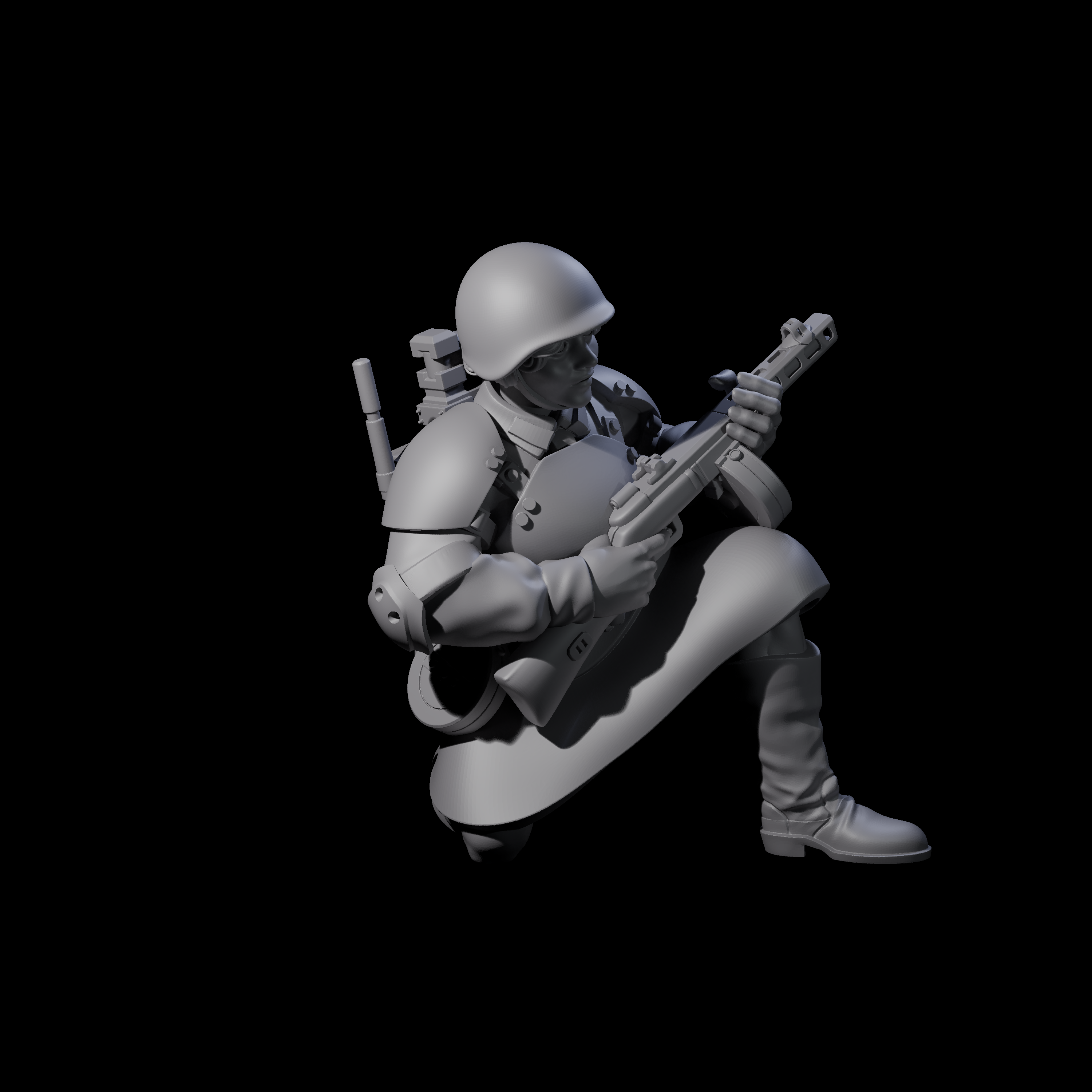 Weird War Soviet Spraying SMG War Maiden D Miniature for Dungeons and Dragons, Pathfinder or other TTRPGs