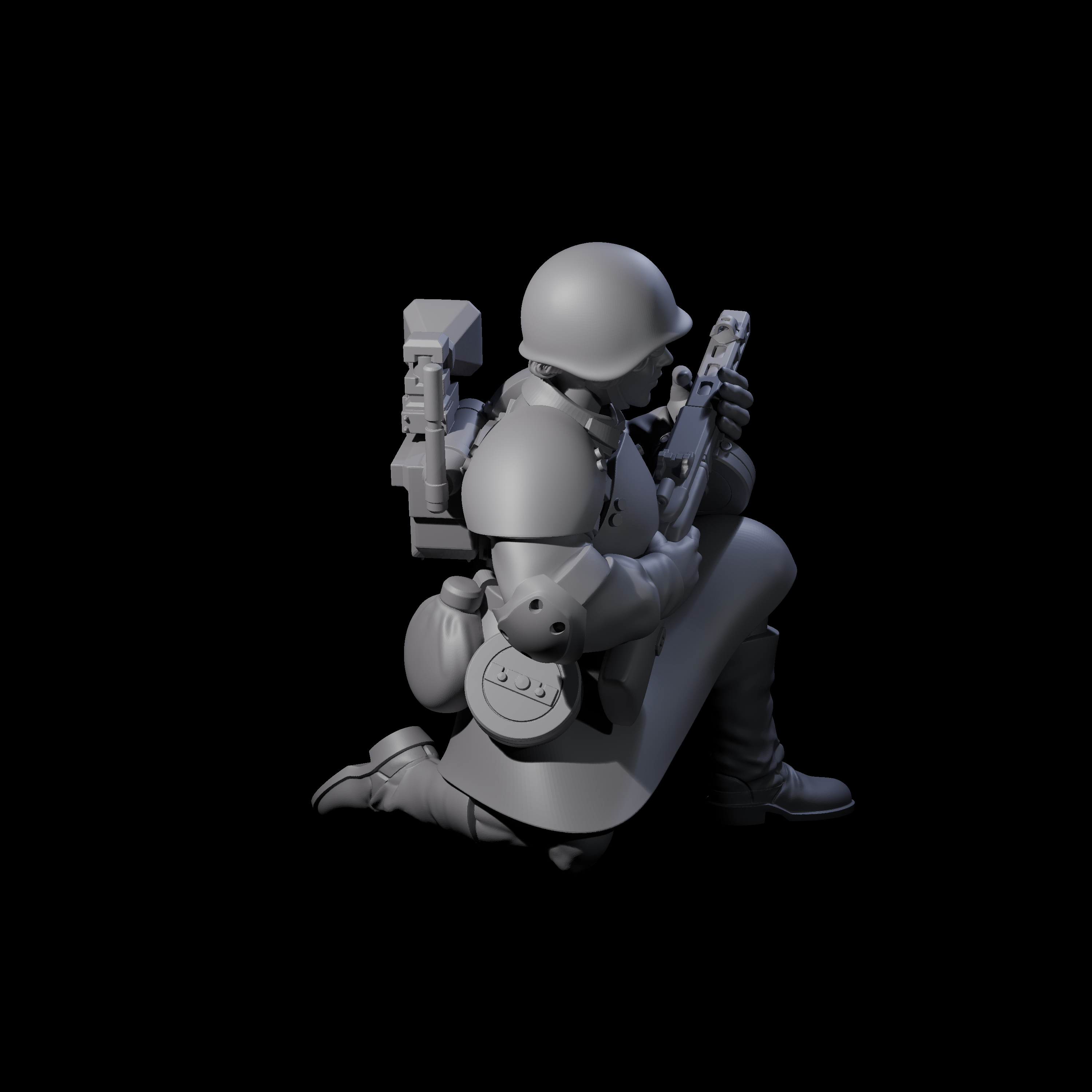 Weird War Soviet Spraying SMG War Maiden D Miniature for Dungeons and Dragons, Pathfinder or other TTRPGs