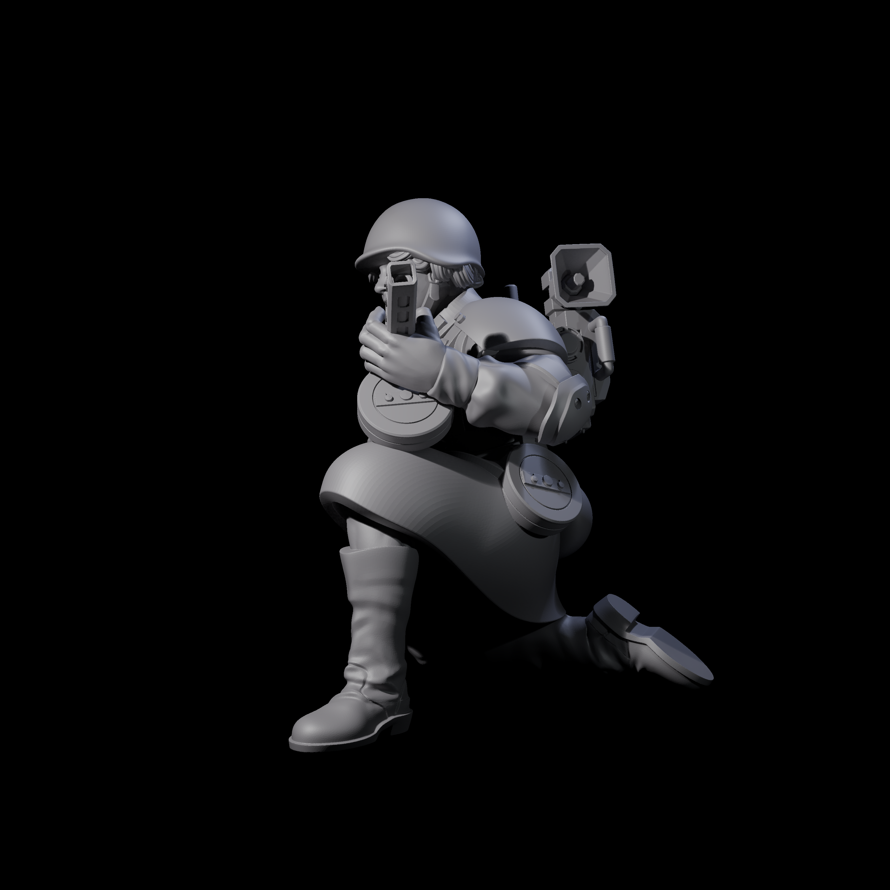 Weird War Soviet Spraying SMG War Maiden D Miniature for Dungeons and Dragons, Pathfinder or other TTRPGs