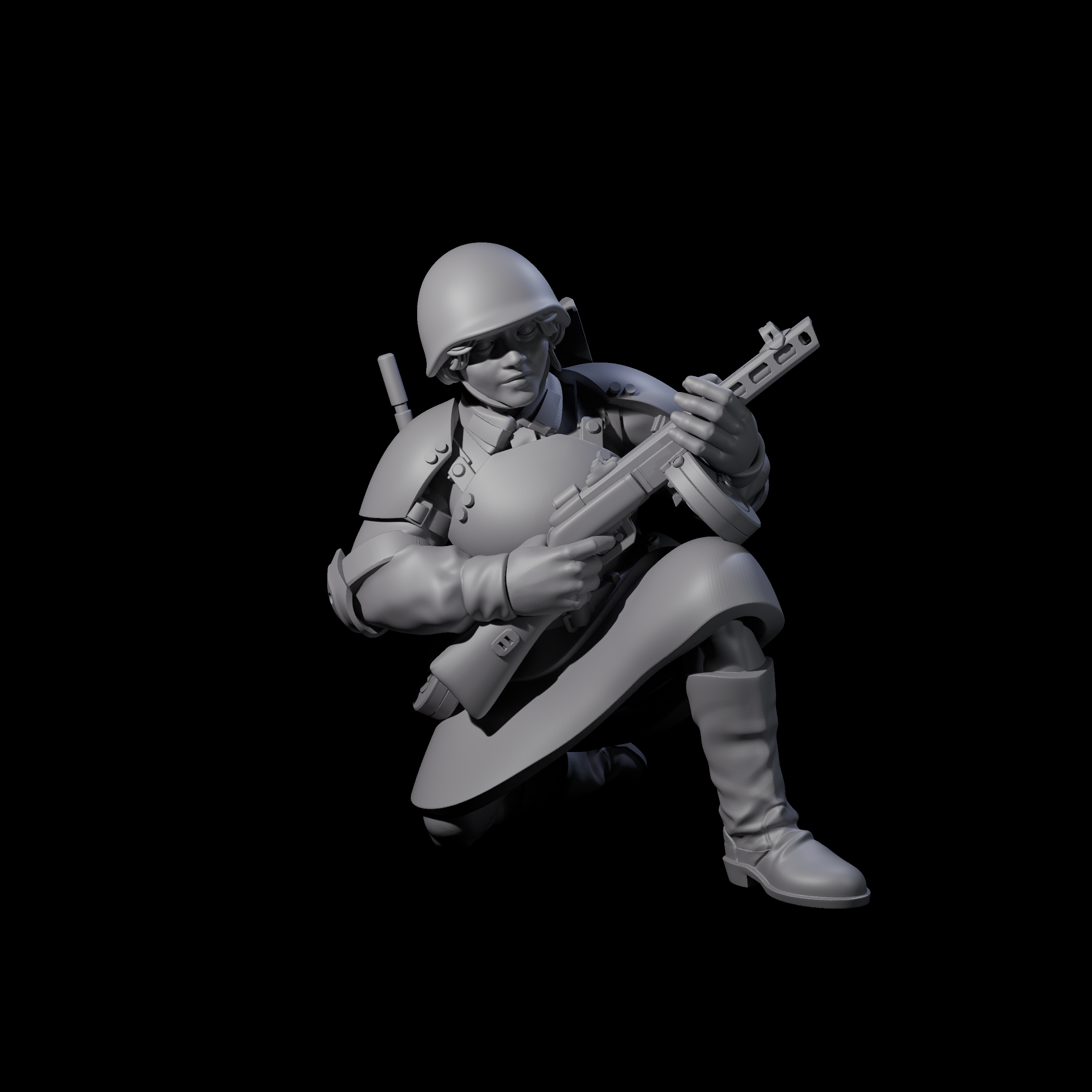 Weird War Soviet Spraying SMG War Maiden D Miniature for Dungeons and Dragons, Pathfinder or other TTRPGs