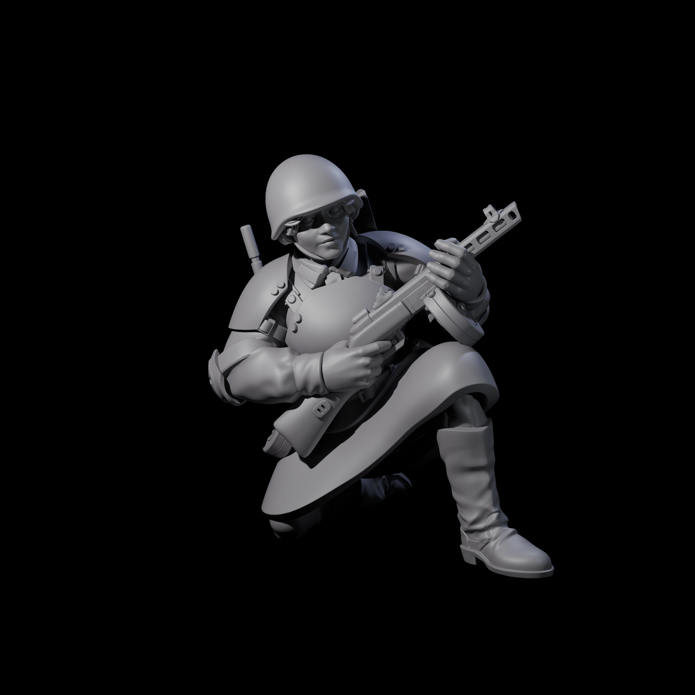 Weird War Soviet Spraying SMG War Maiden D Miniature for Dungeons and Dragons, Pathfinder or other TTRPGs