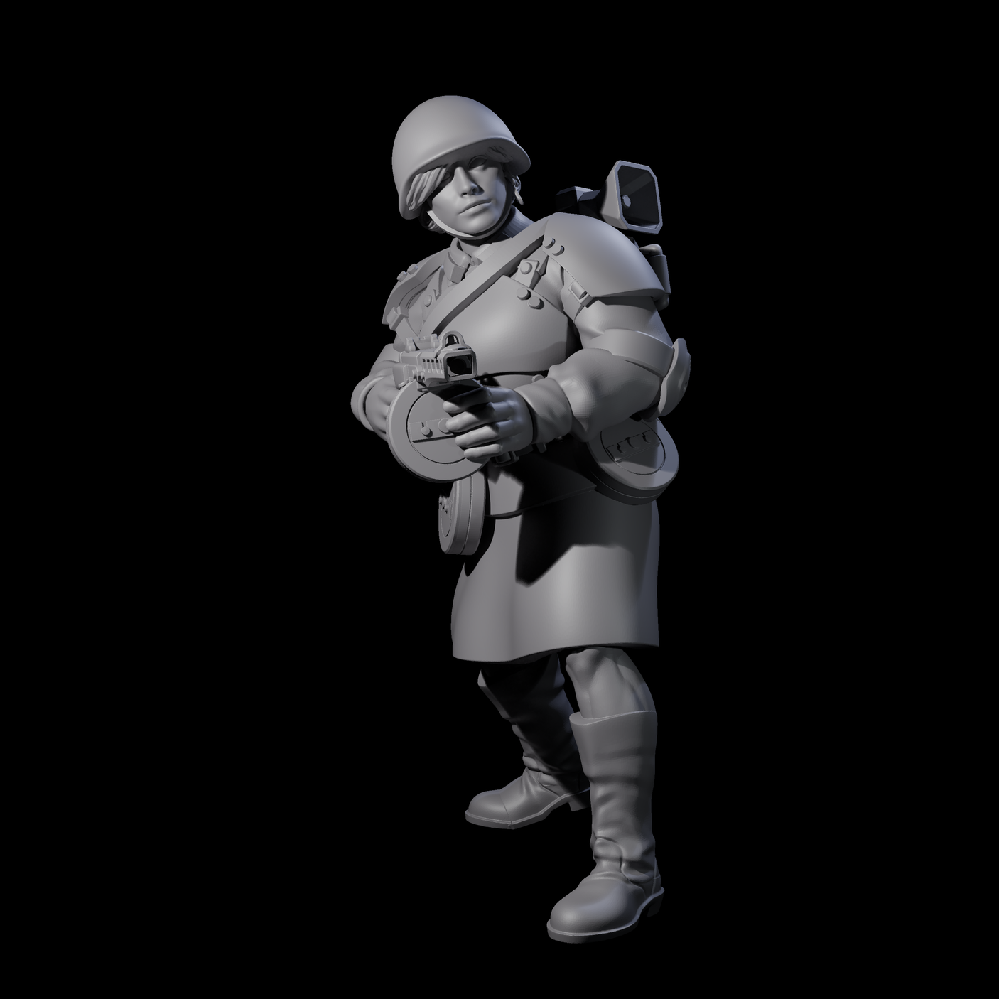 Weird War Soviet Spraying SMG War Maidens Miniature for Dungeons and Dragons, Pathfinder or other TTRPGs