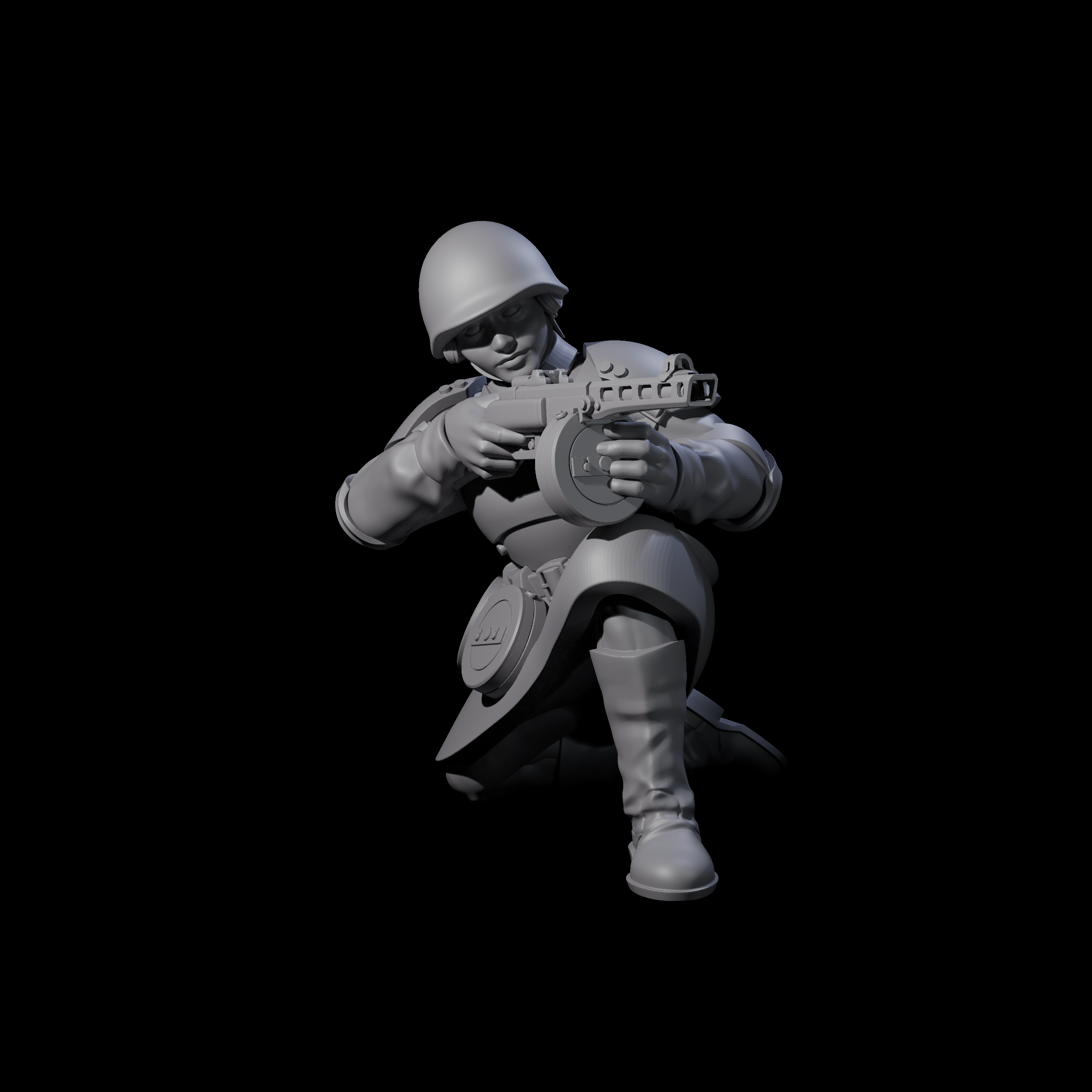 Weird War Soviet Spraying SMG War Maidens Miniature for Dungeons and Dragons, Pathfinder or other TTRPGs