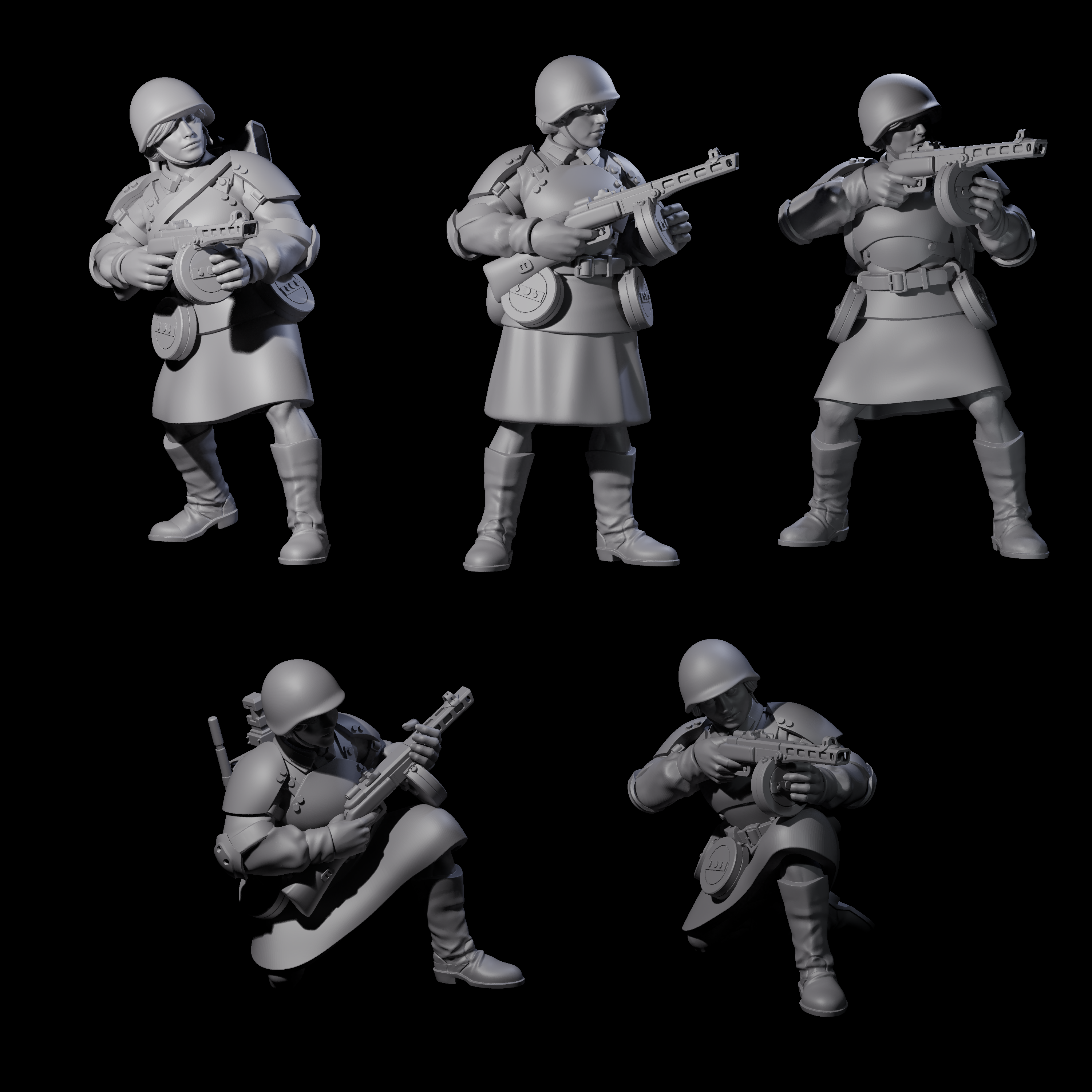Weird War Soviet Spraying SMG War Maidens Miniature for Dungeons and Dragons, Pathfinder or other TTRPGs