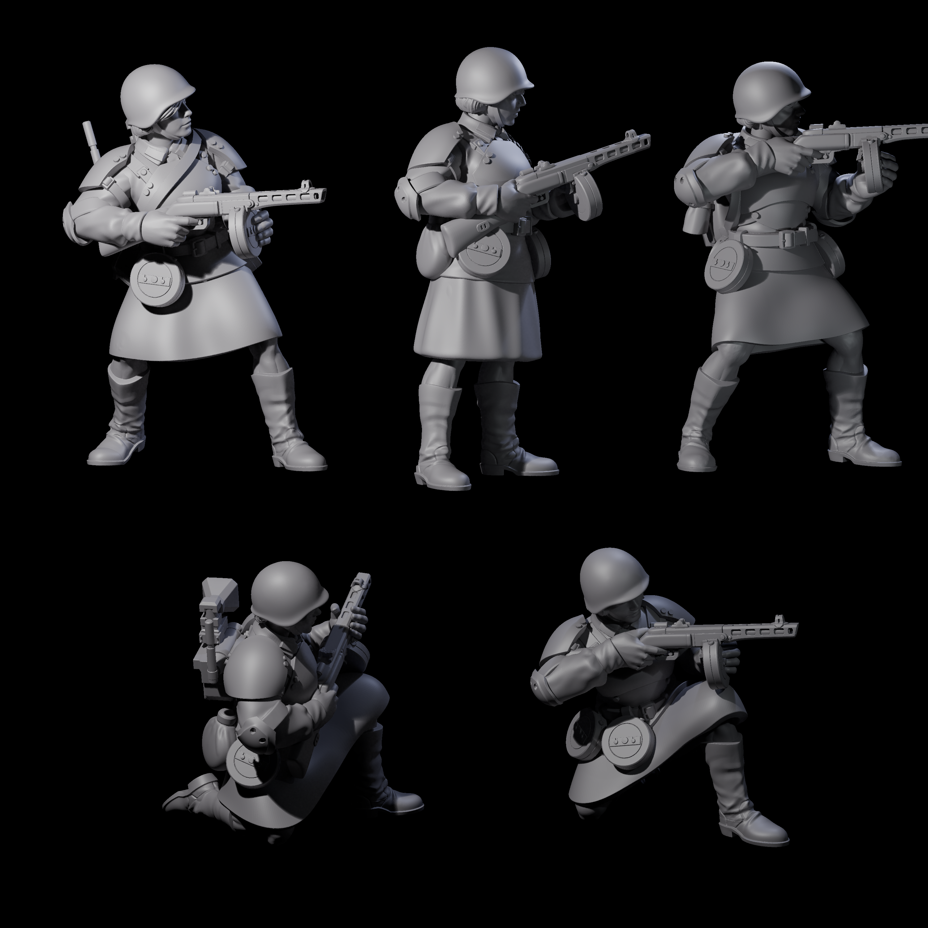 Weird War Soviet Spraying SMG War Maidens Miniature for Dungeons and Dragons, Pathfinder or other TTRPGs