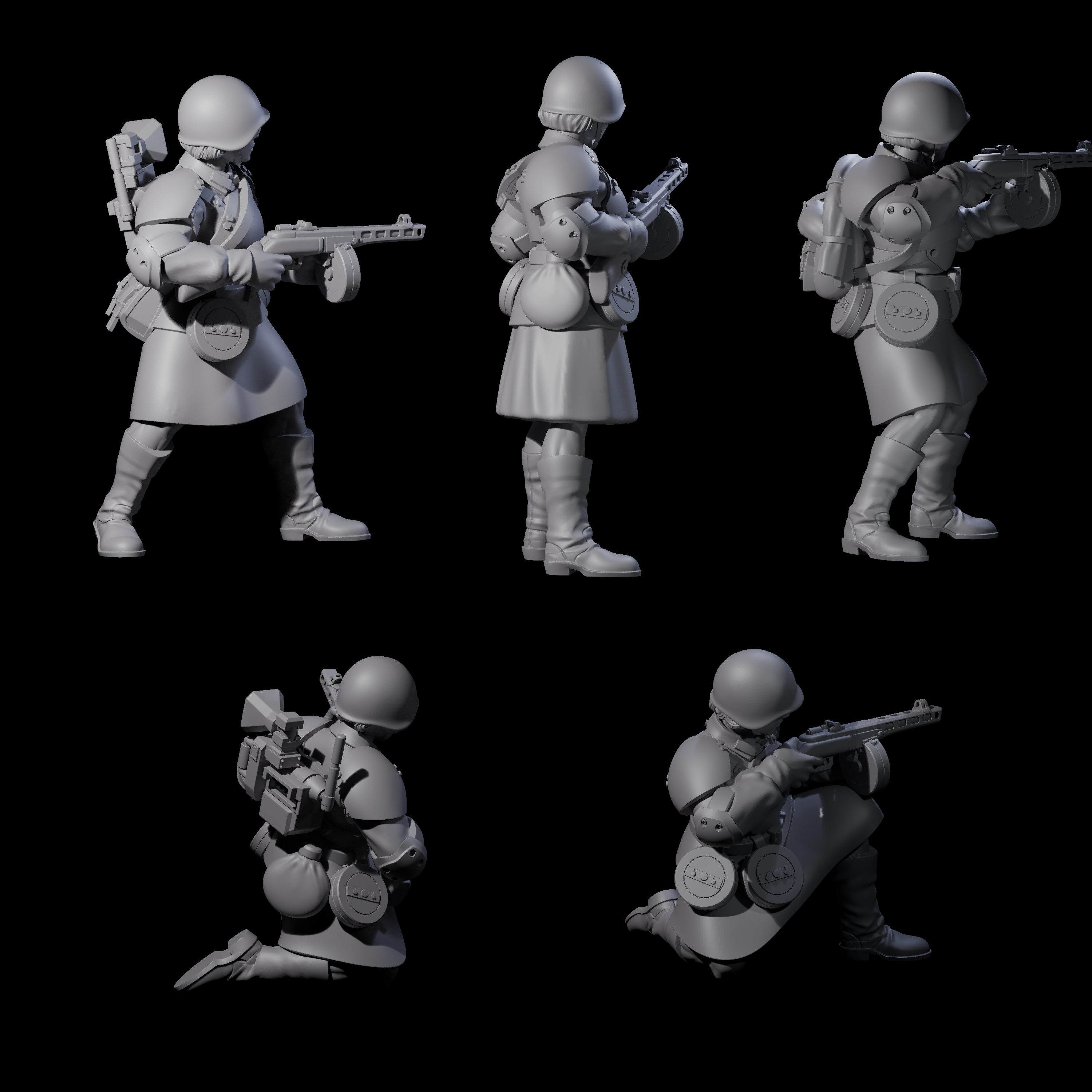 Weird War Soviet Spraying SMG War Maidens Miniature for Dungeons and Dragons, Pathfinder or other TTRPGs
