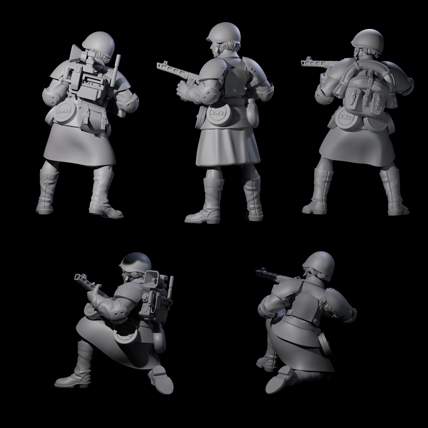 Weird War Soviet Spraying SMG War Maidens Miniature for Dungeons and Dragons, Pathfinder or other TTRPGs