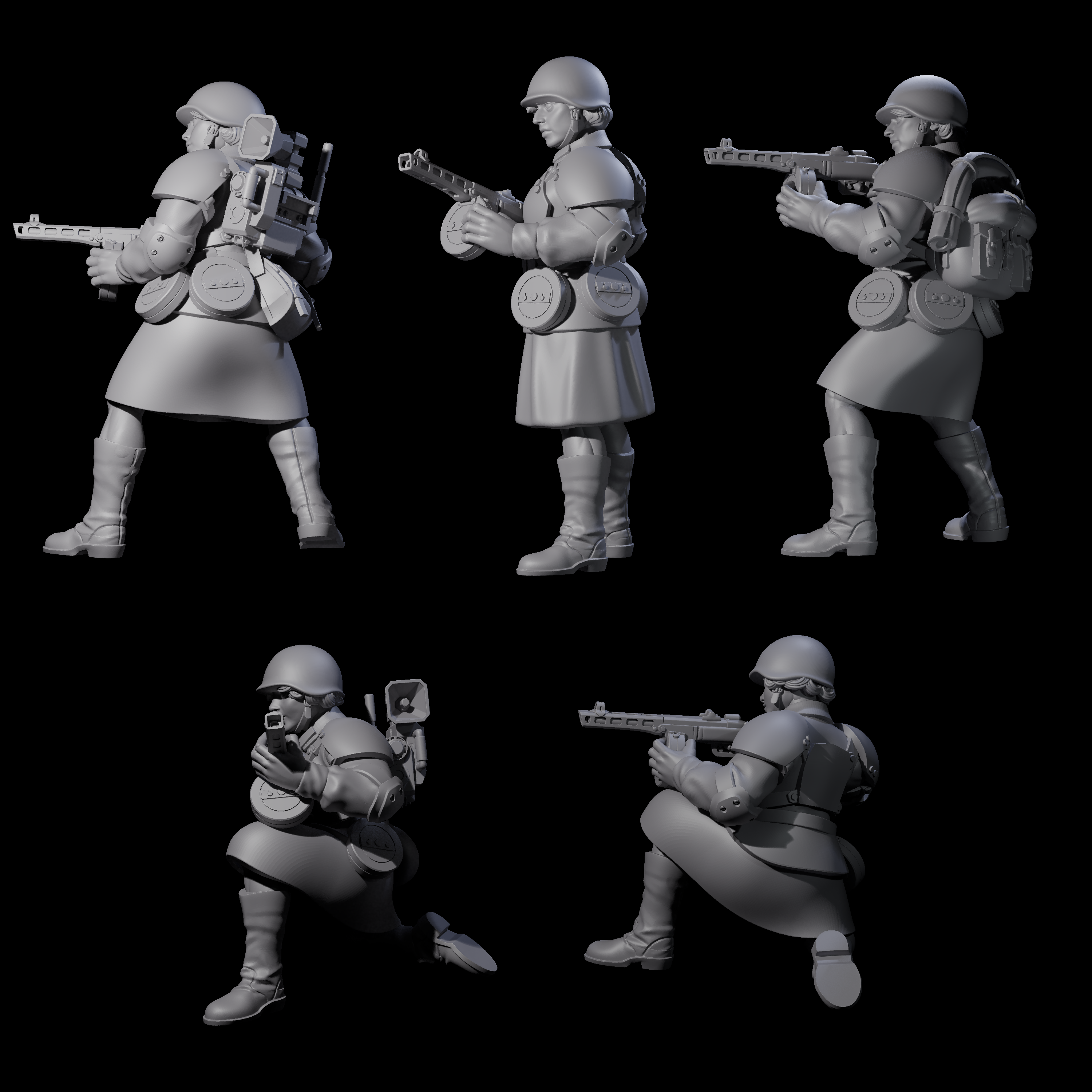 Weird War Soviet Spraying SMG War Maidens Miniature for Dungeons and Dragons, Pathfinder or other TTRPGs