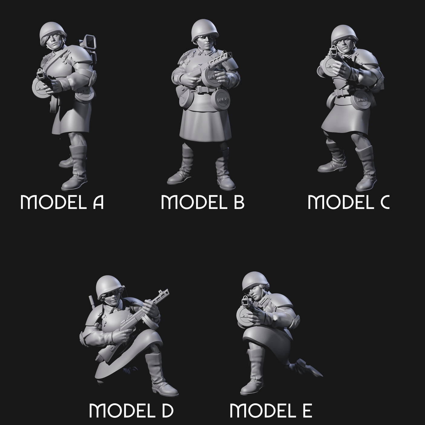 Weird War Soviet Spraying SMG War Maidens Miniature for Dungeons and Dragons, Pathfinder or other TTRPGs
