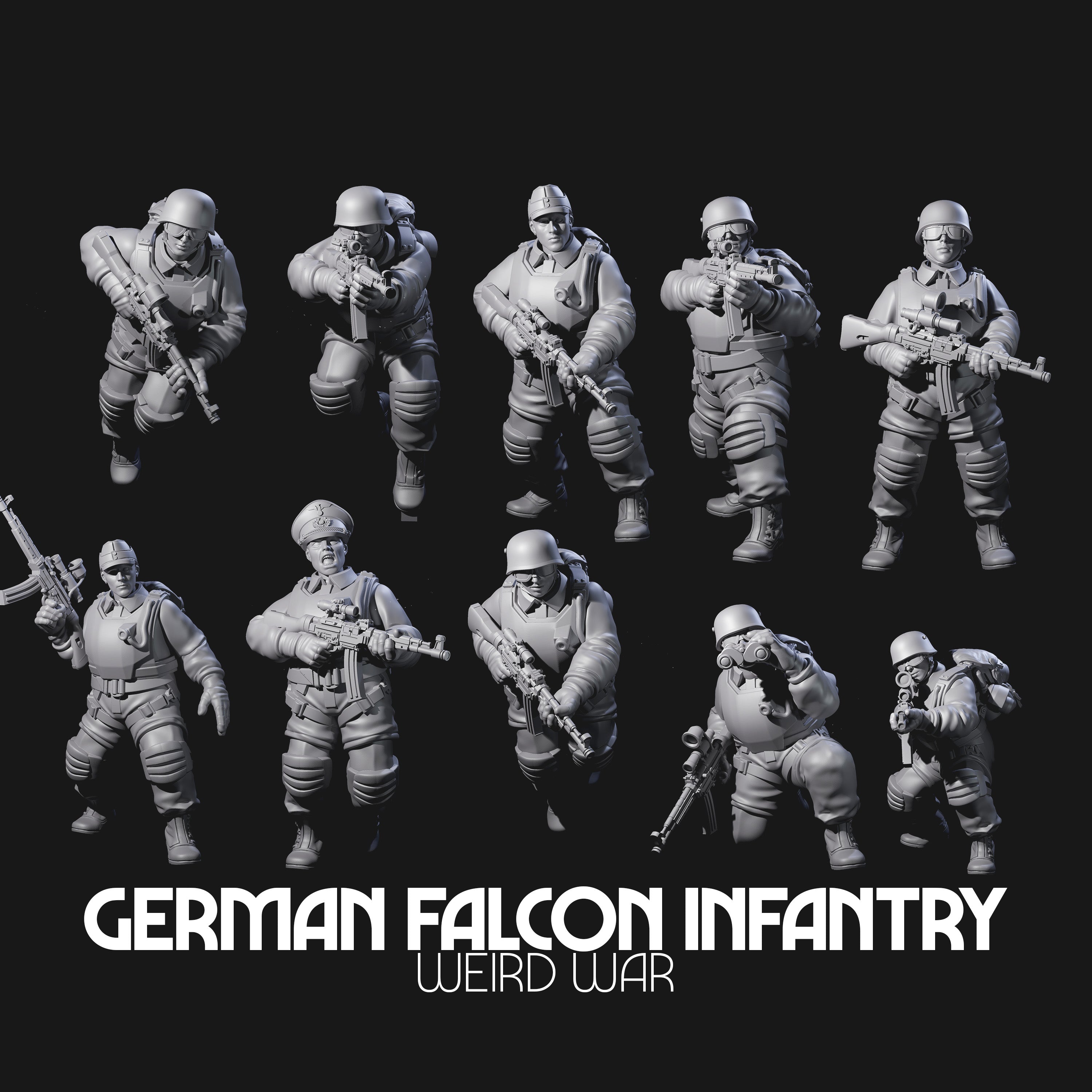 Weird War Tactical German Soldiers Miniature for Dungeons and Dragons, Pathfinder or other TTRPGs