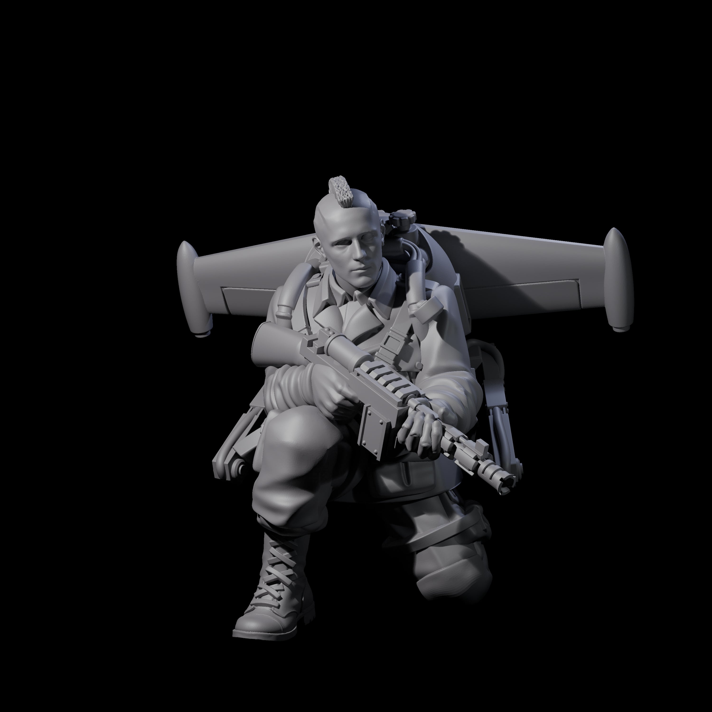 Weird War USA Blind Firing Jetpack Trooper A Miniature for Dungeons and Dragons, Pathfinder or other TTRPGs