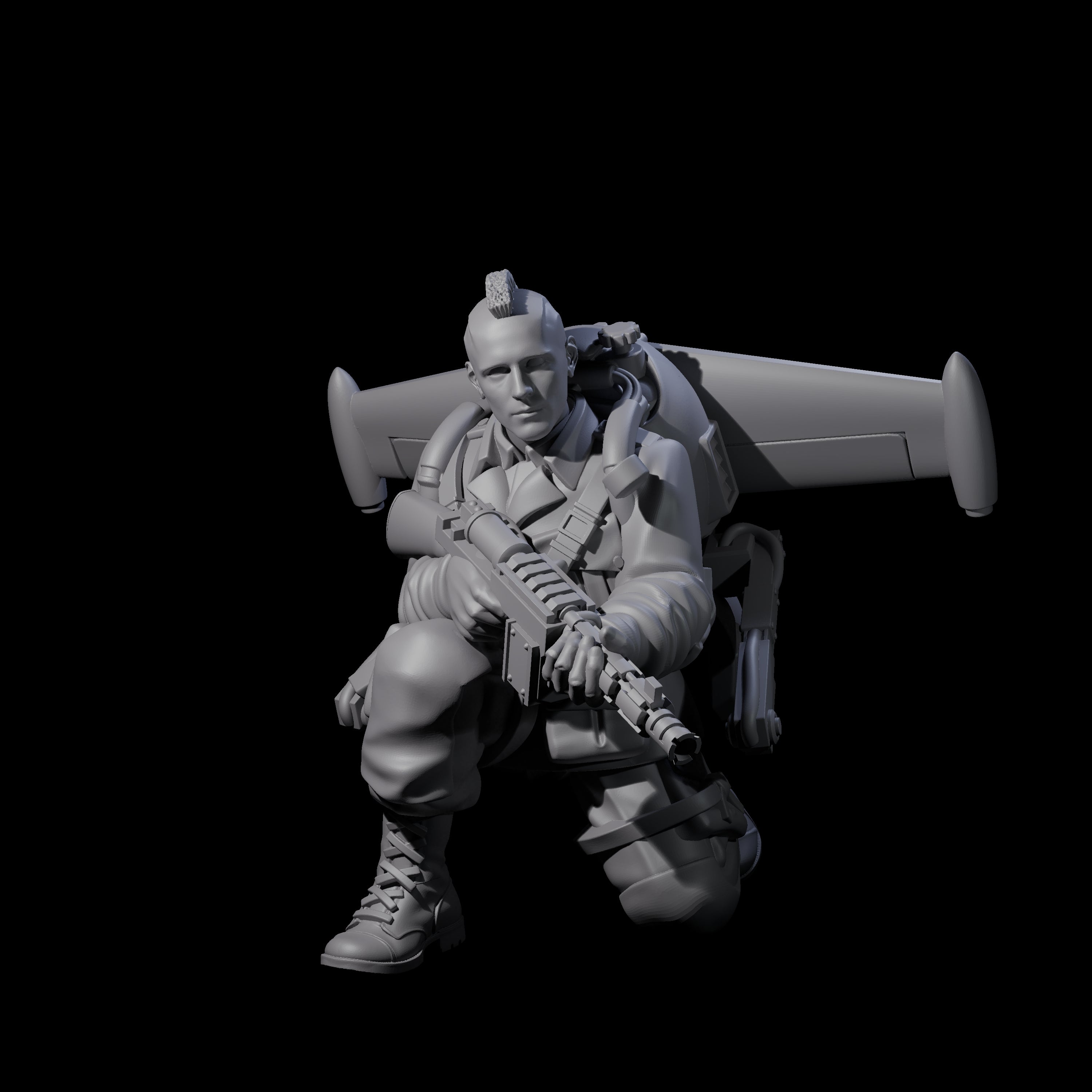 Weird War USA Blind Firing Jetpack Trooper A Miniature for Dungeons and Dragons, Pathfinder or other TTRPGs