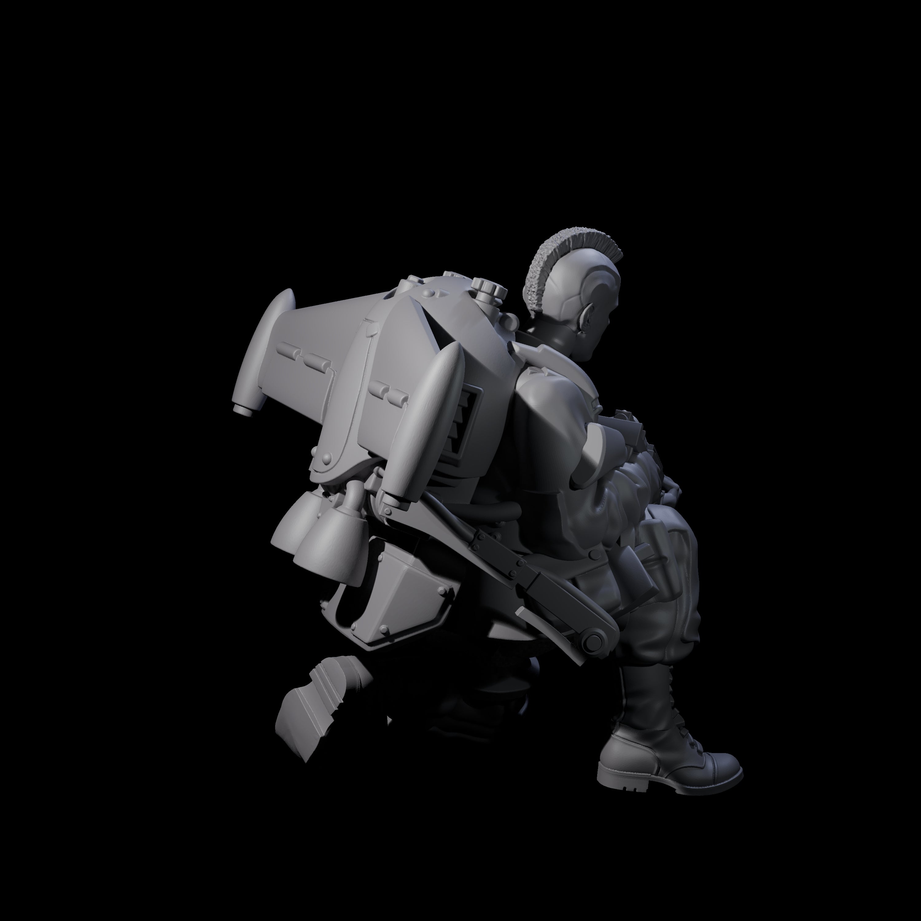 Weird War USA Blind Firing Jetpack Trooper A Miniature for Dungeons and Dragons, Pathfinder or other TTRPGs