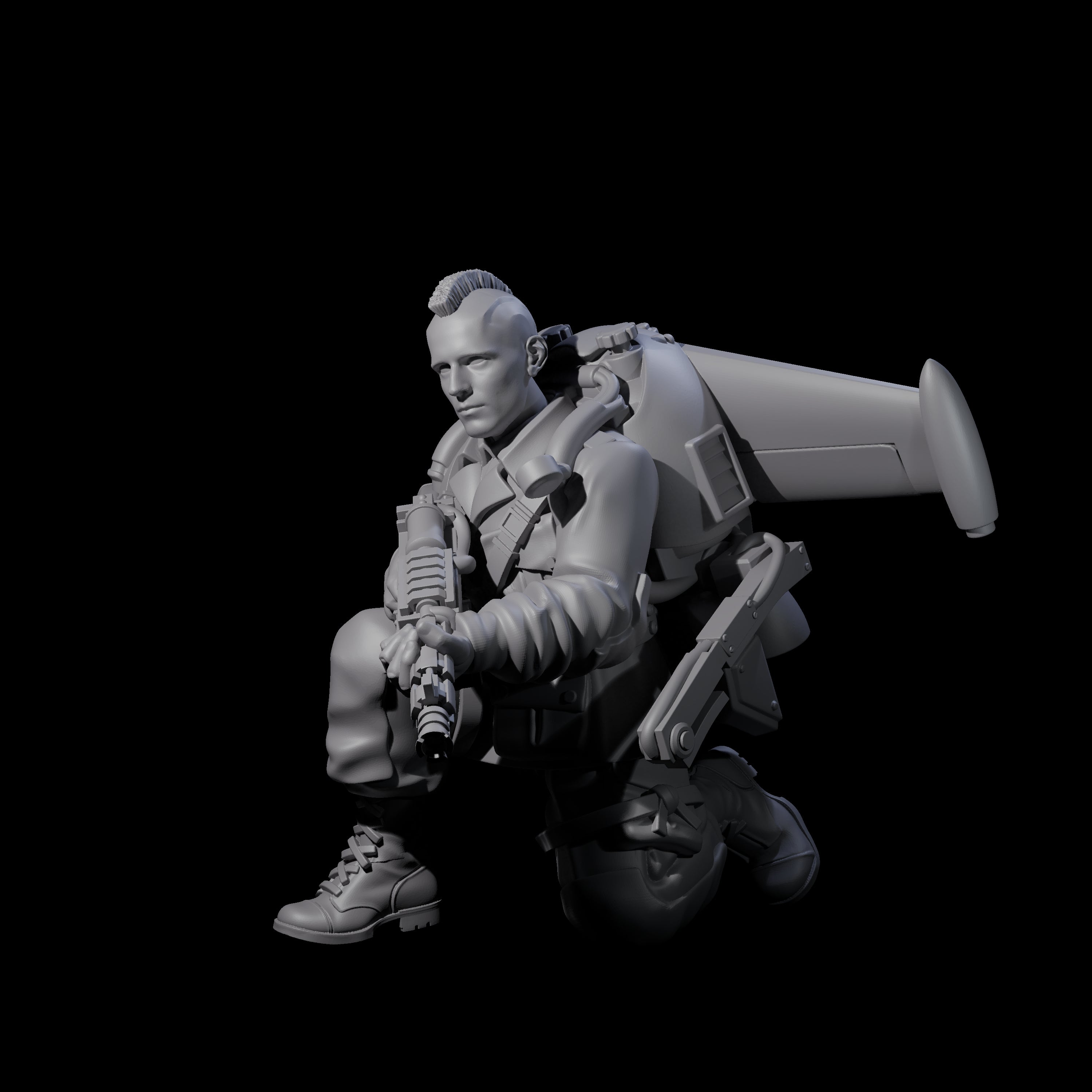 Weird War USA Blind Firing Jetpack Trooper A Miniature for Dungeons and Dragons, Pathfinder or other TTRPGs