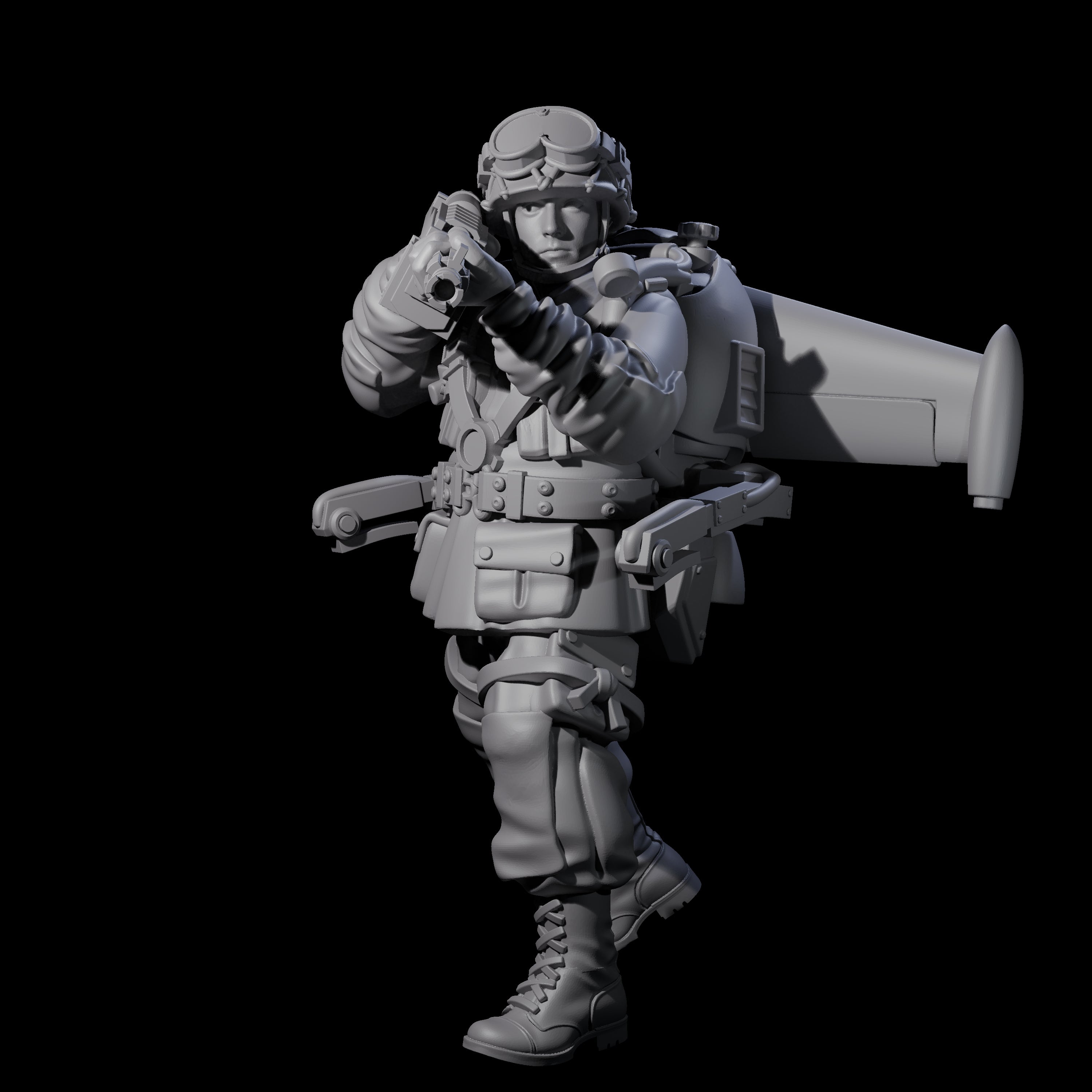 Weird War USA Blind Firing Jetpack Trooper B Miniature for Dungeons and Dragons, Pathfinder or other TTRPGs