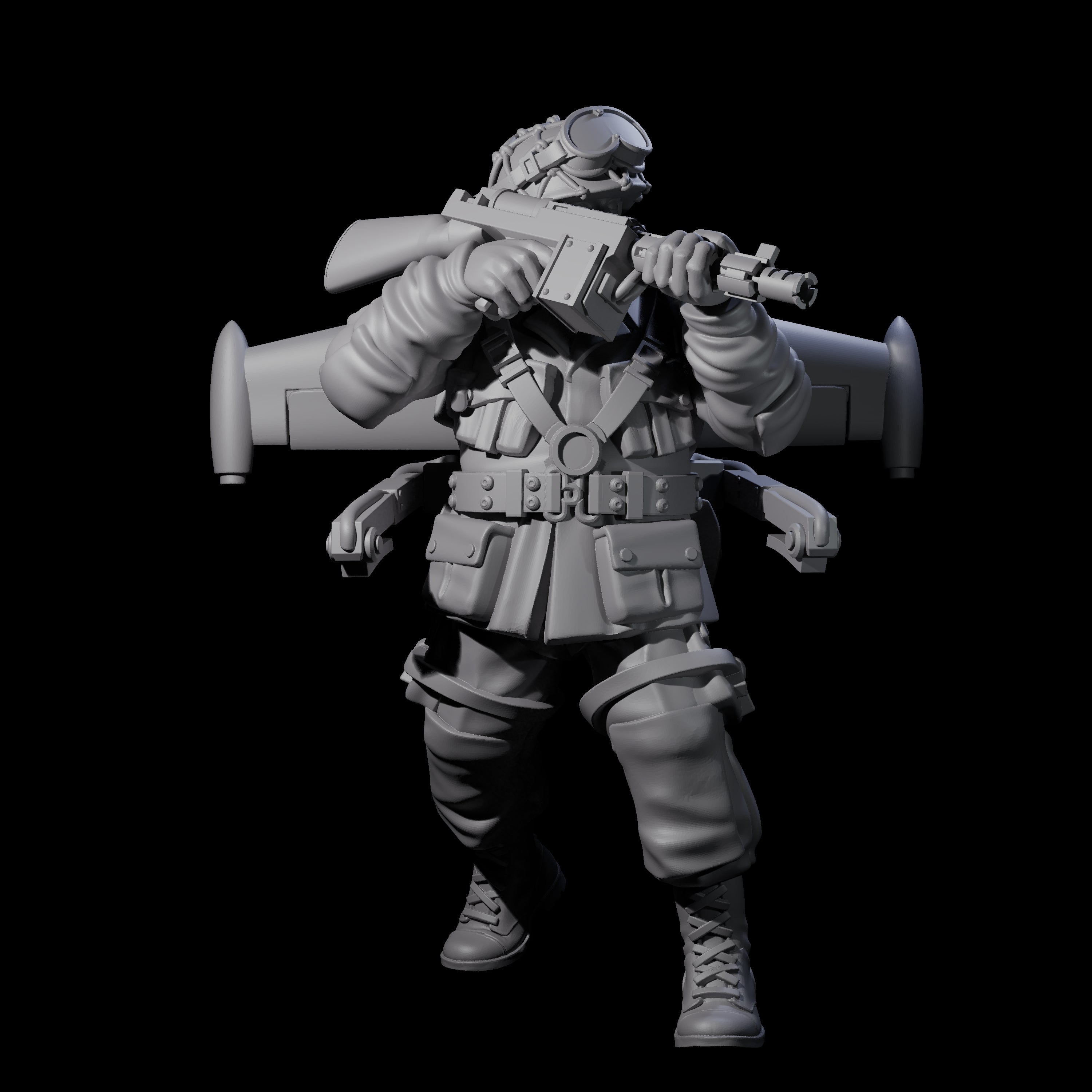 Weird War USA Blind Firing Jetpack Trooper B Miniature for Dungeons and Dragons, Pathfinder or other TTRPGs