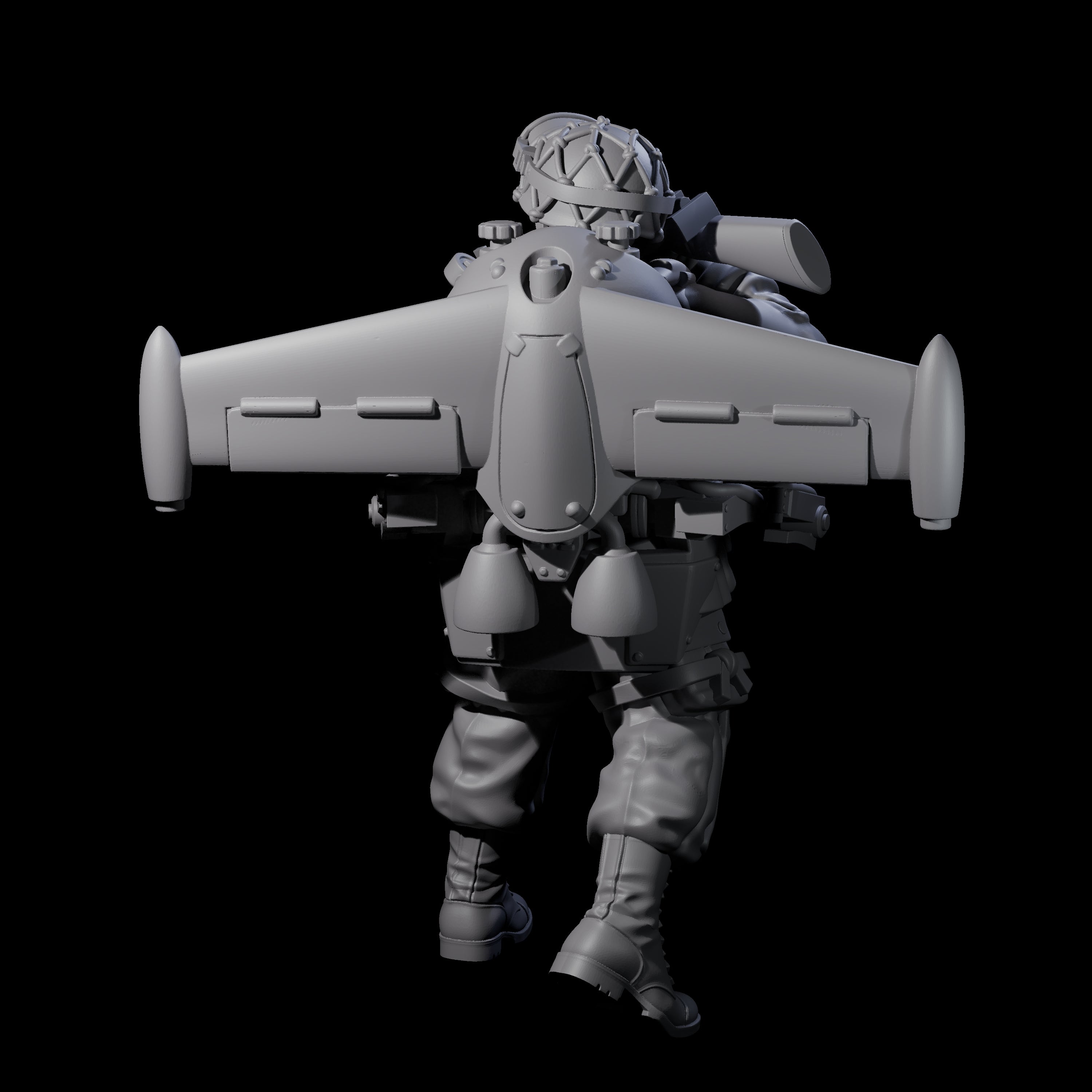 Weird War USA Blind Firing Jetpack Trooper B Miniature for Dungeons and Dragons, Pathfinder or other TTRPGs