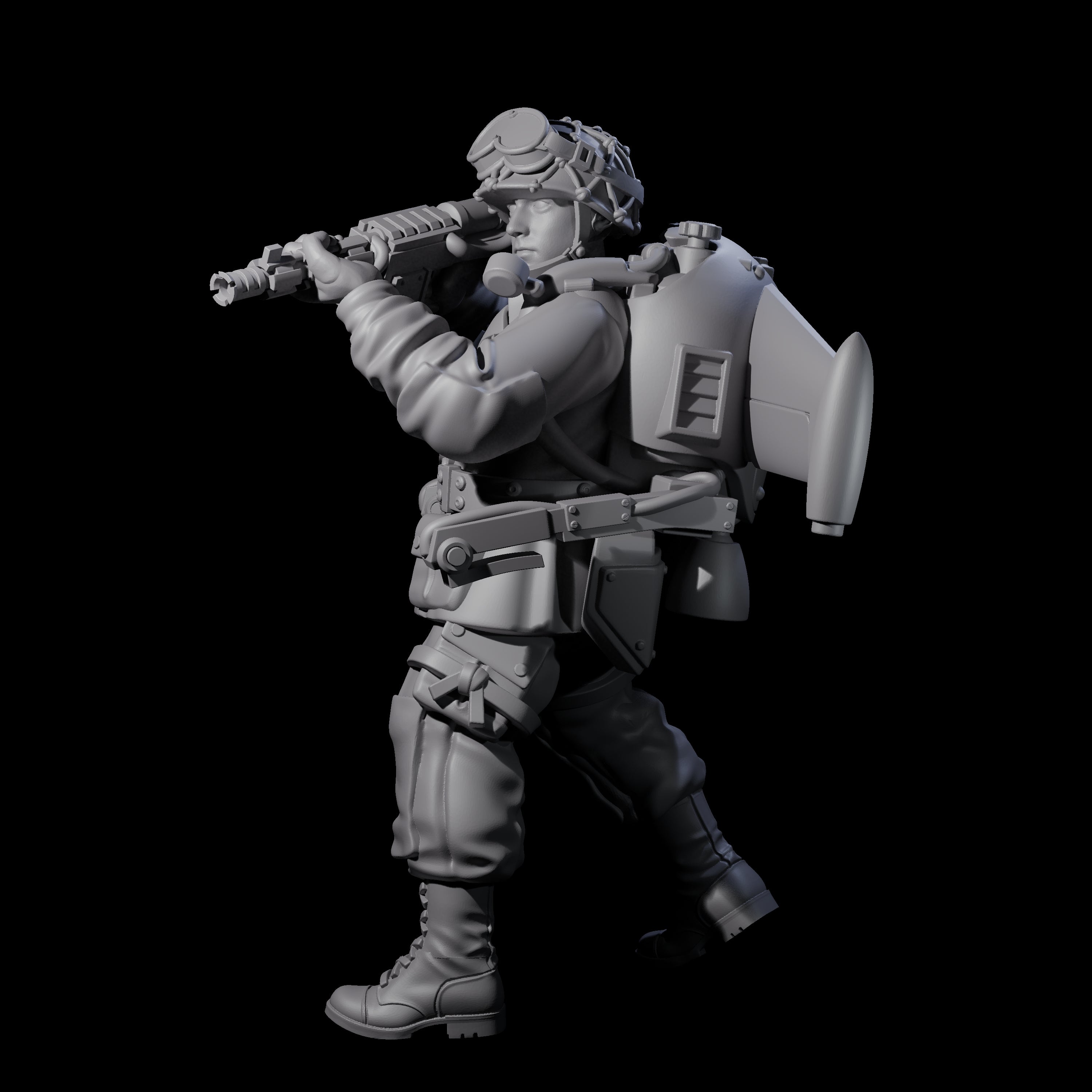 Weird War USA Blind Firing Jetpack Trooper B Miniature for Dungeons and Dragons, Pathfinder or other TTRPGs