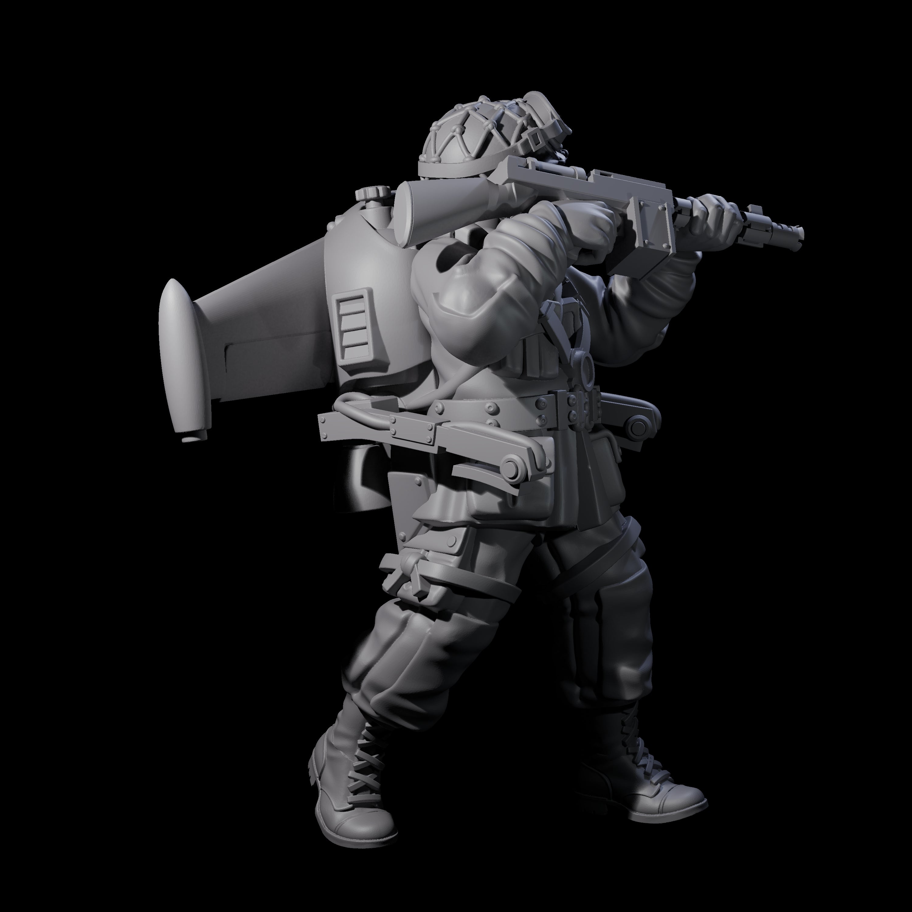 Weird War USA Blind Firing Jetpack Trooper B Miniature for Dungeons and Dragons, Pathfinder or other TTRPGs