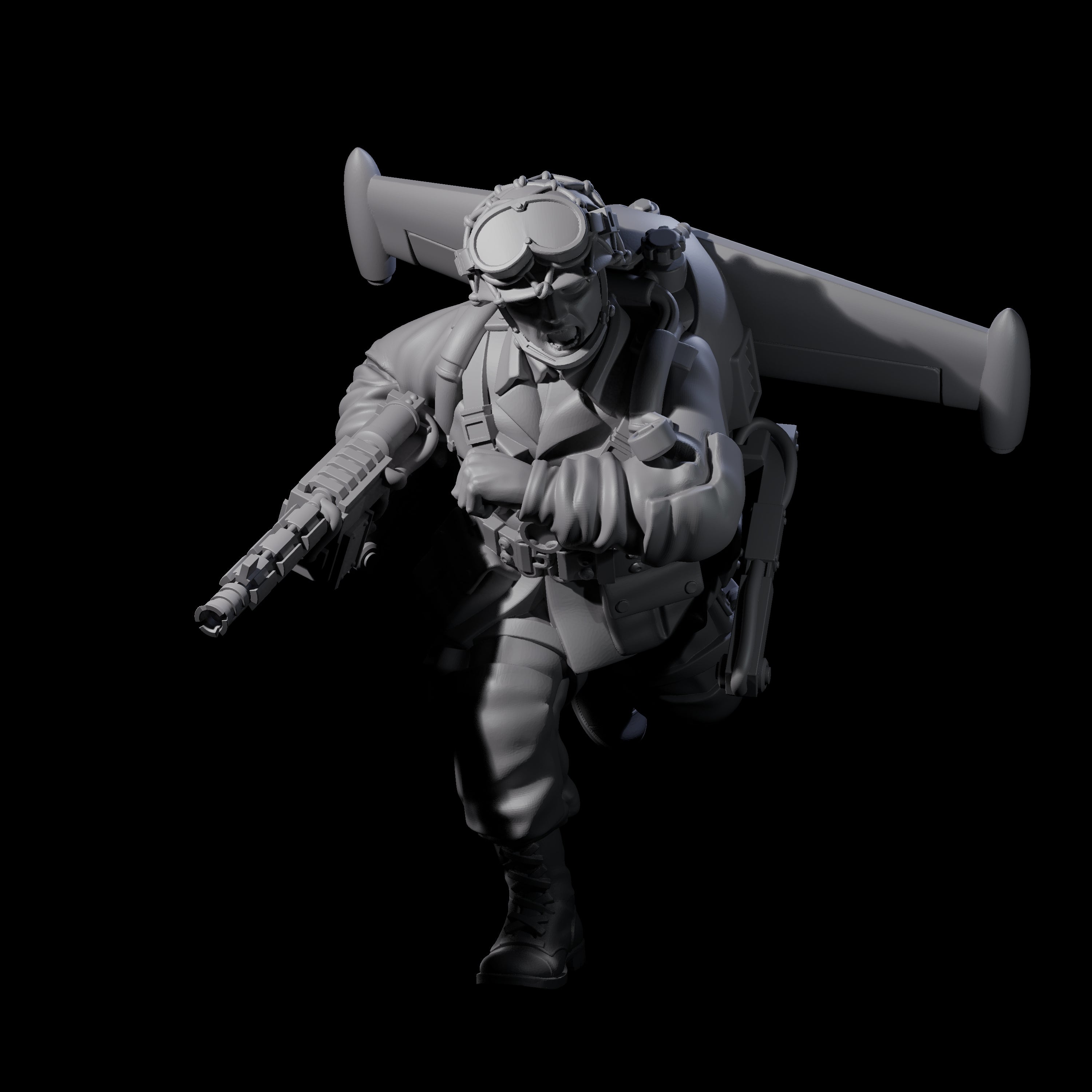 Weird War USA Blind Firing Jetpack Trooper C Miniature for Dungeons and Dragons, Pathfinder or other TTRPGs