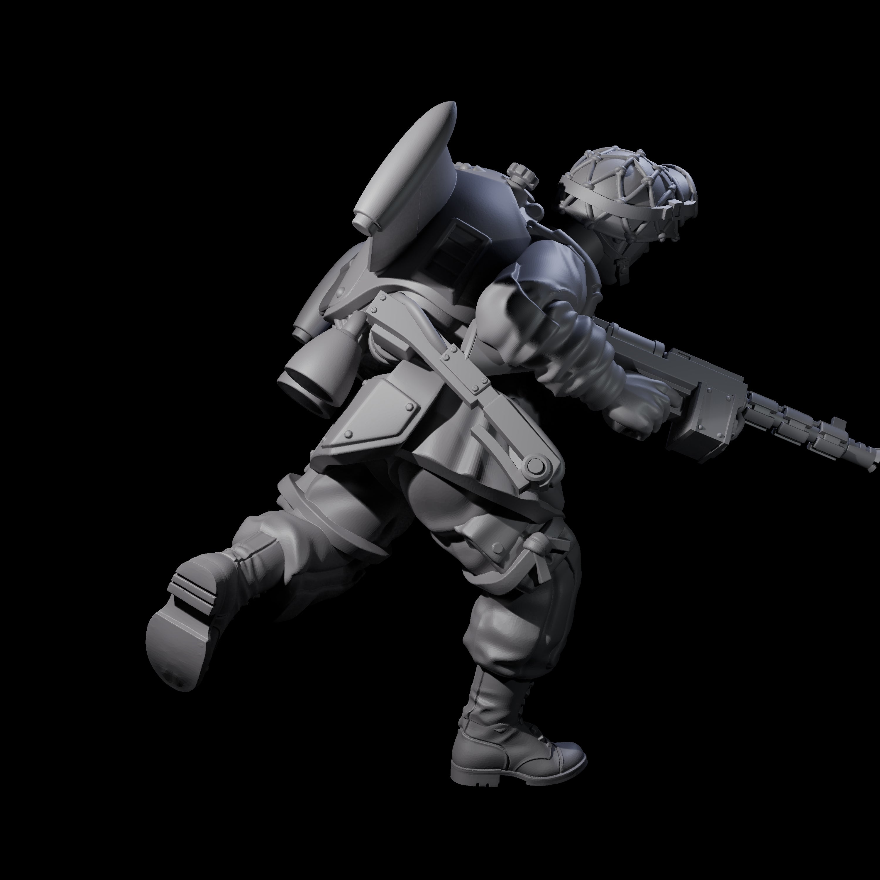 Weird War USA Blind Firing Jetpack Trooper C Miniature for Dungeons and Dragons, Pathfinder or other TTRPGs