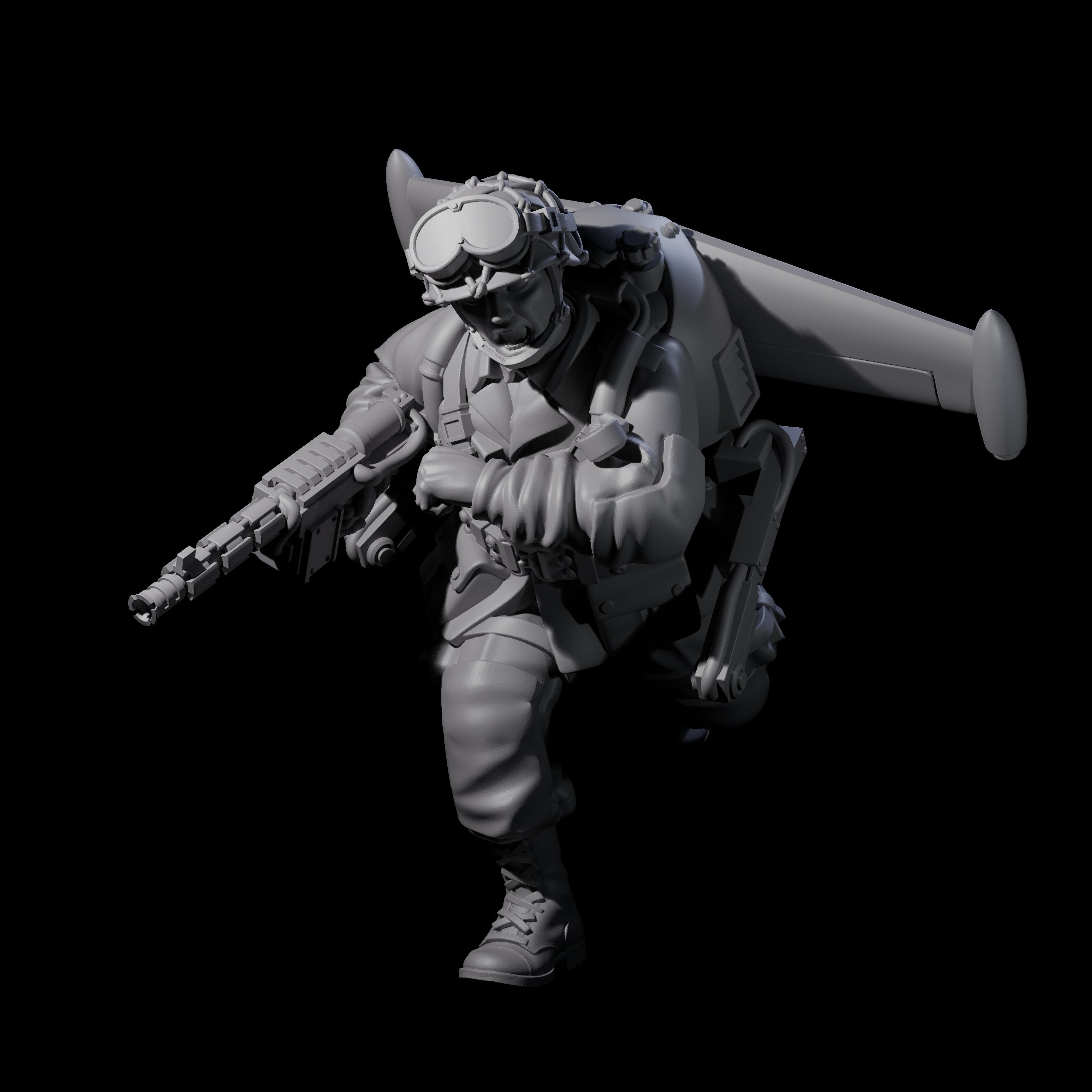 Weird War USA Blind Firing Jetpack Trooper C Miniature for Dungeons and Dragons, Pathfinder or other TTRPGs