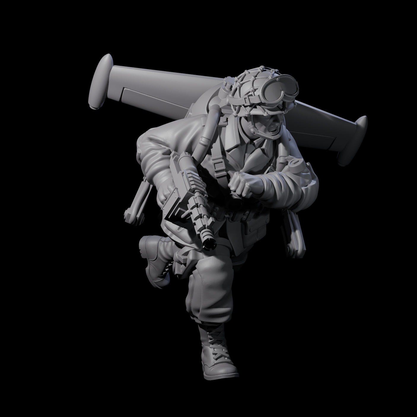 Weird War USA Blind Firing Jetpack Trooper C Miniature for Dungeons and Dragons, Pathfinder or other TTRPGs