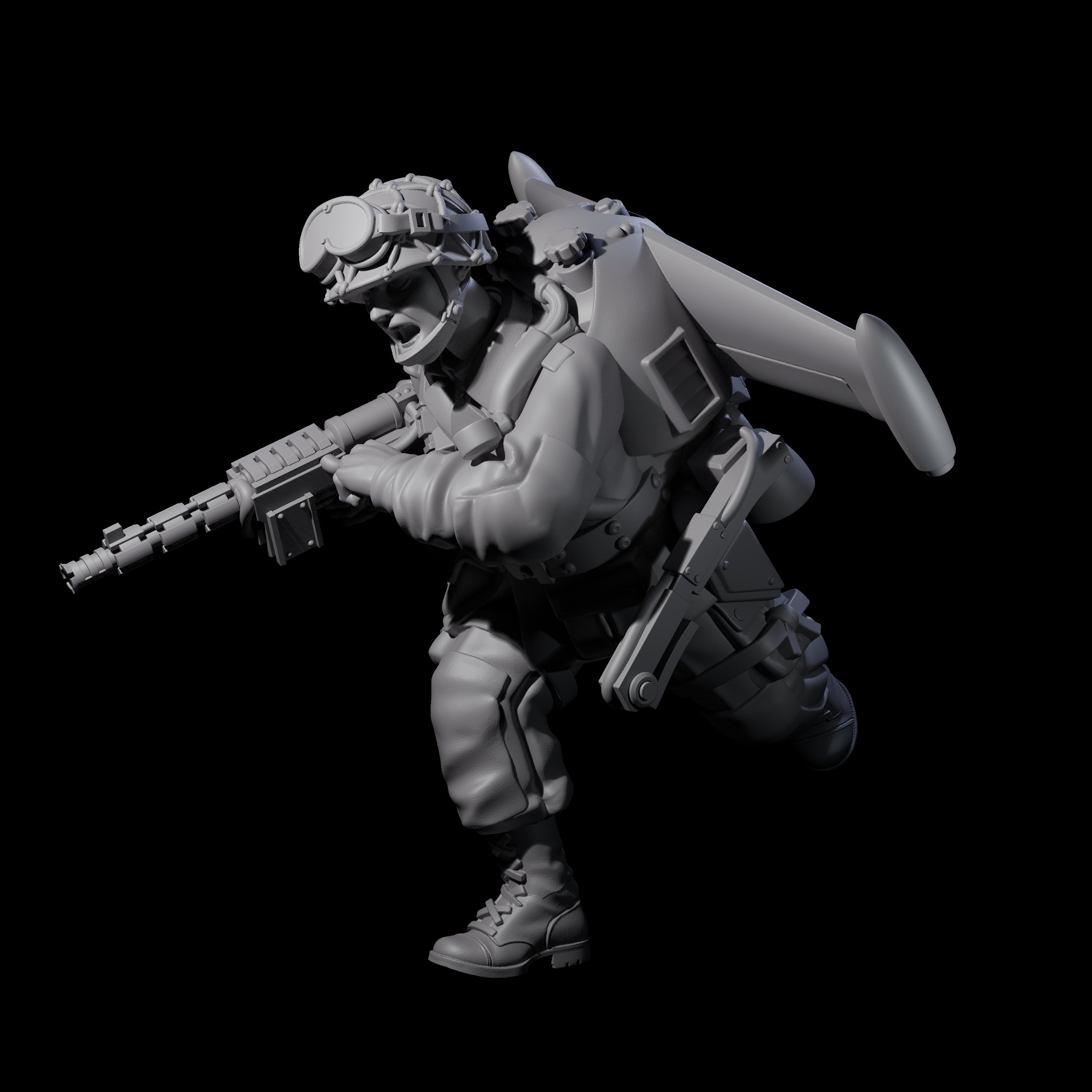 Weird War USA Blind Firing Jetpack Trooper C Miniature for Dungeons and Dragons, Pathfinder or other TTRPGs