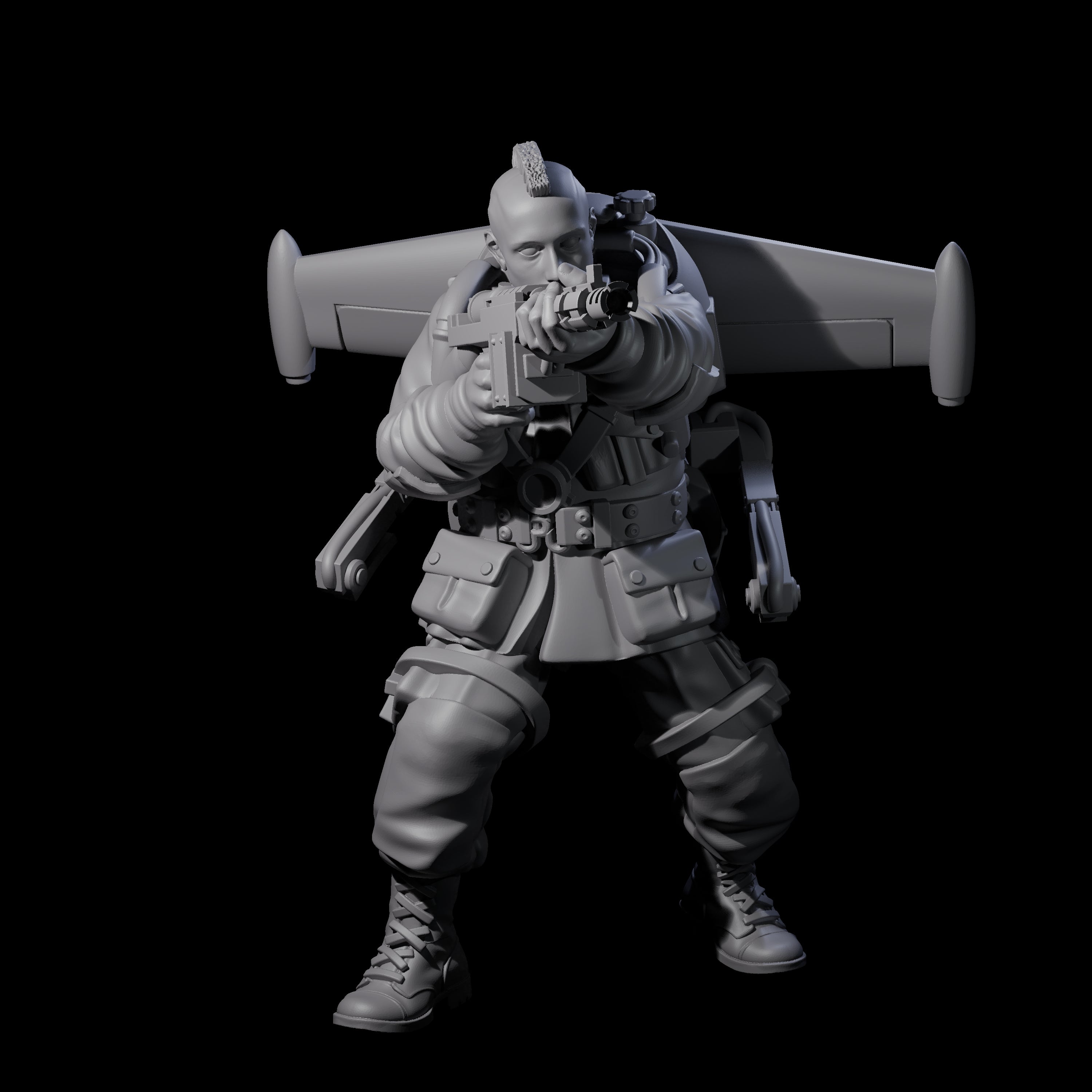 Weird War USA Blind Firing Jetpack Trooper D Miniature for Dungeons and Dragons, Pathfinder or other TTRPGs