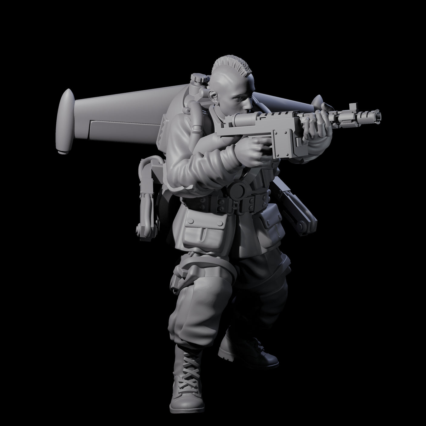 Weird War USA Blind Firing Jetpack Trooper D Miniature for Dungeons and Dragons, Pathfinder or other TTRPGs