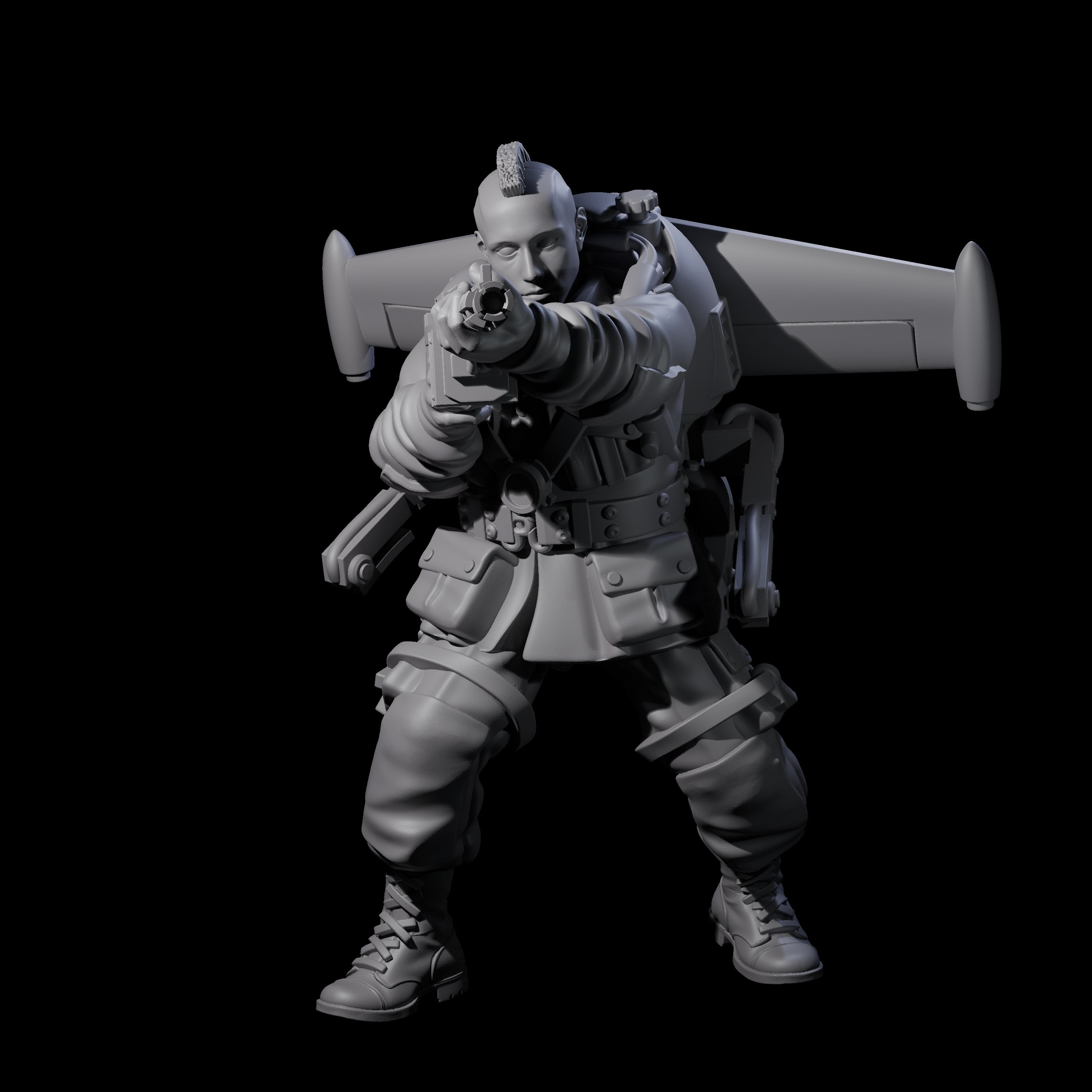 Weird War USA Blind Firing Jetpack Trooper D Miniature for Dungeons and Dragons, Pathfinder or other TTRPGs