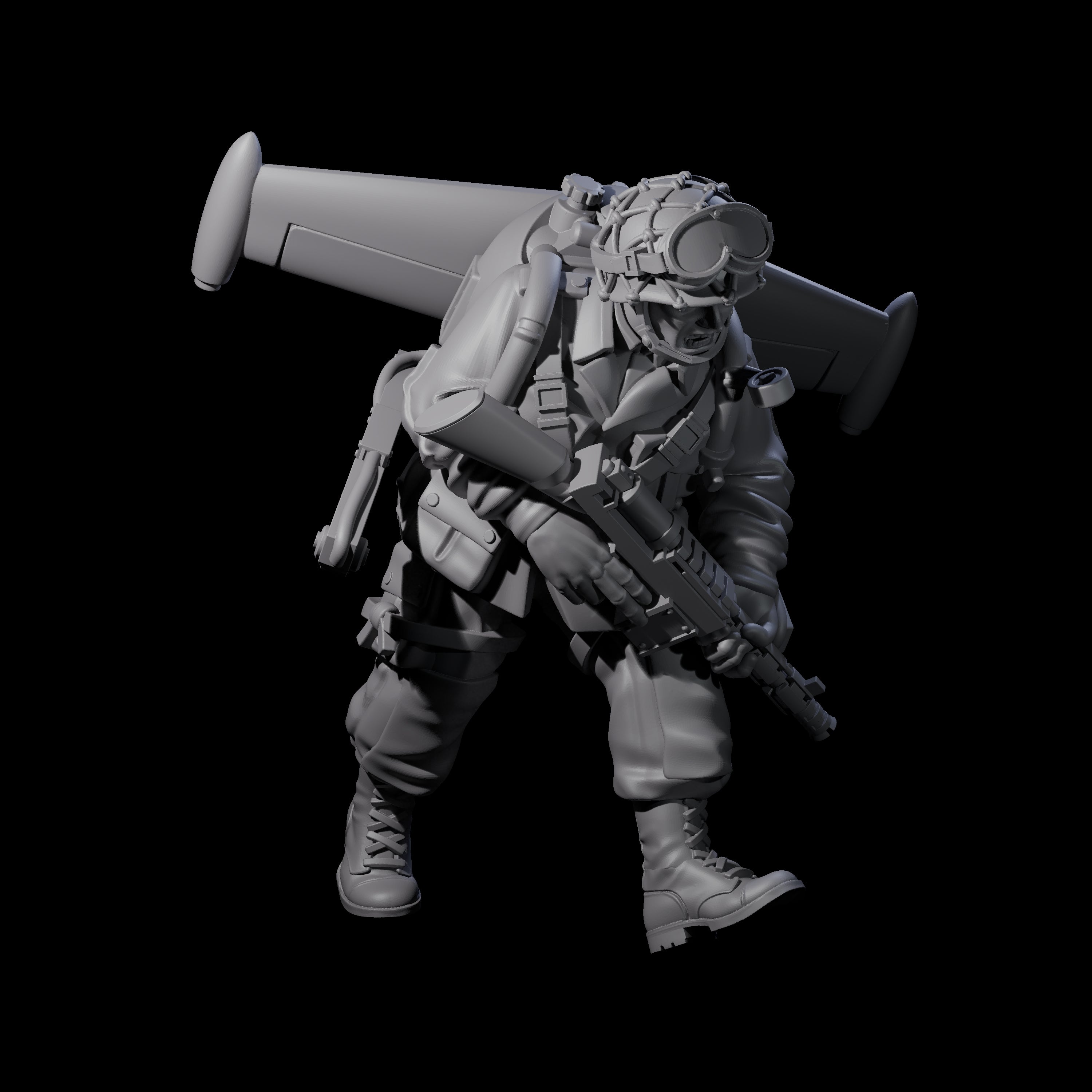 Weird War USA Blind Firing Jetpack Trooper E Miniature for Dungeons and Dragons, Pathfinder or other TTRPGs