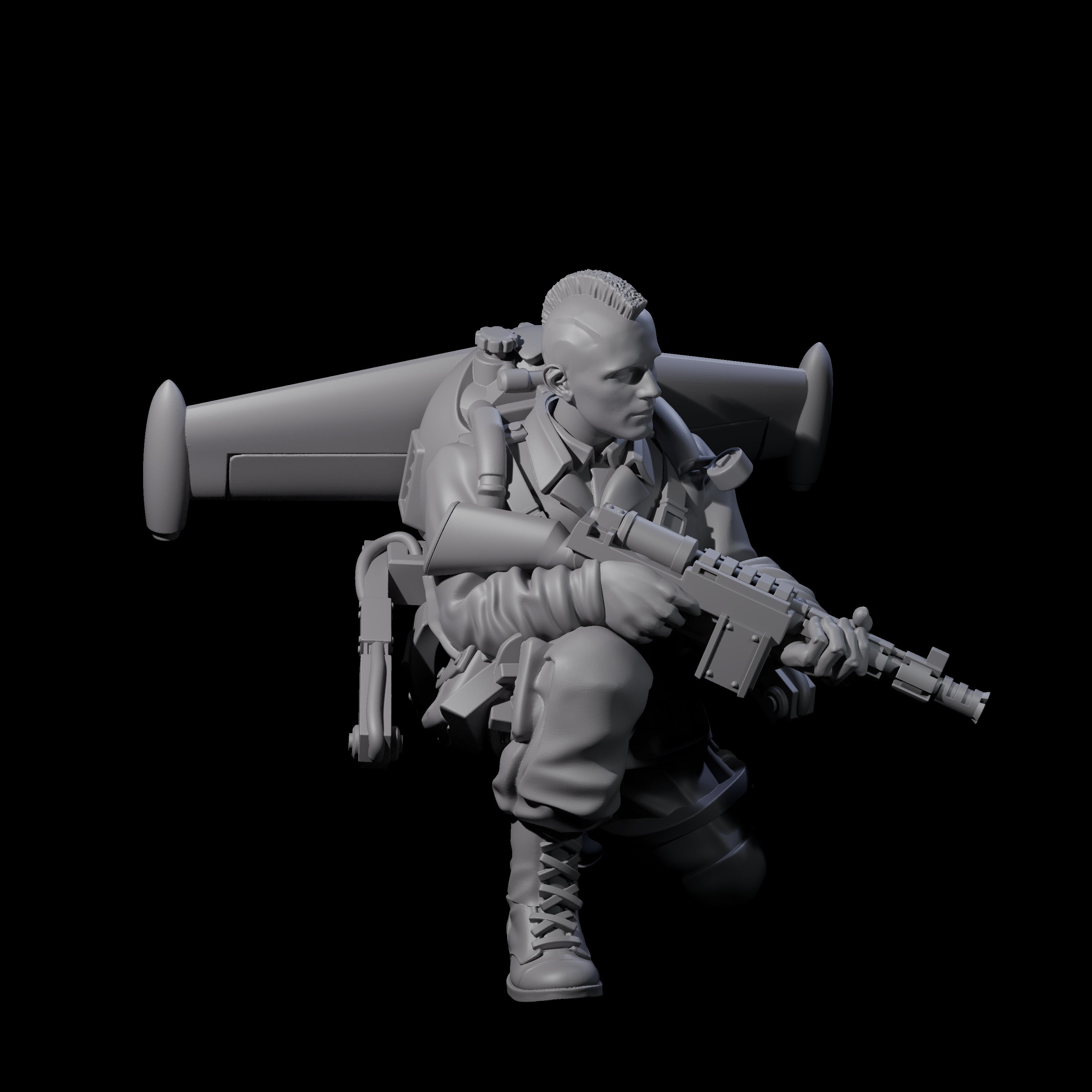 Weird War USA Blind Firing Jetpack Troopers Miniature for Dungeons and Dragons, Pathfinder or other TTRPGs