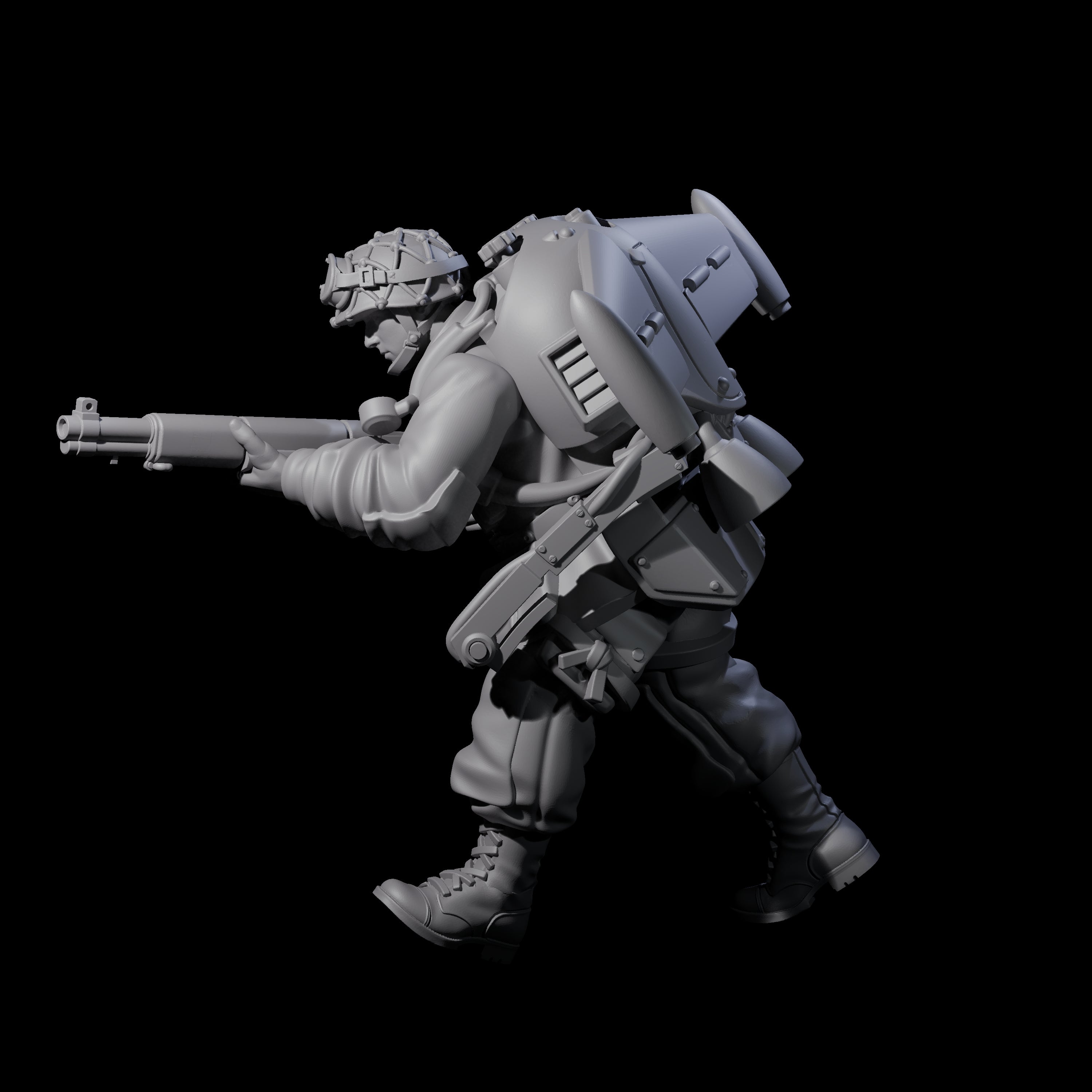 Weird War USA Diving Jetpack Rifleman A Miniature for Dungeons and Dragons, Pathfinder or other TTRPGs