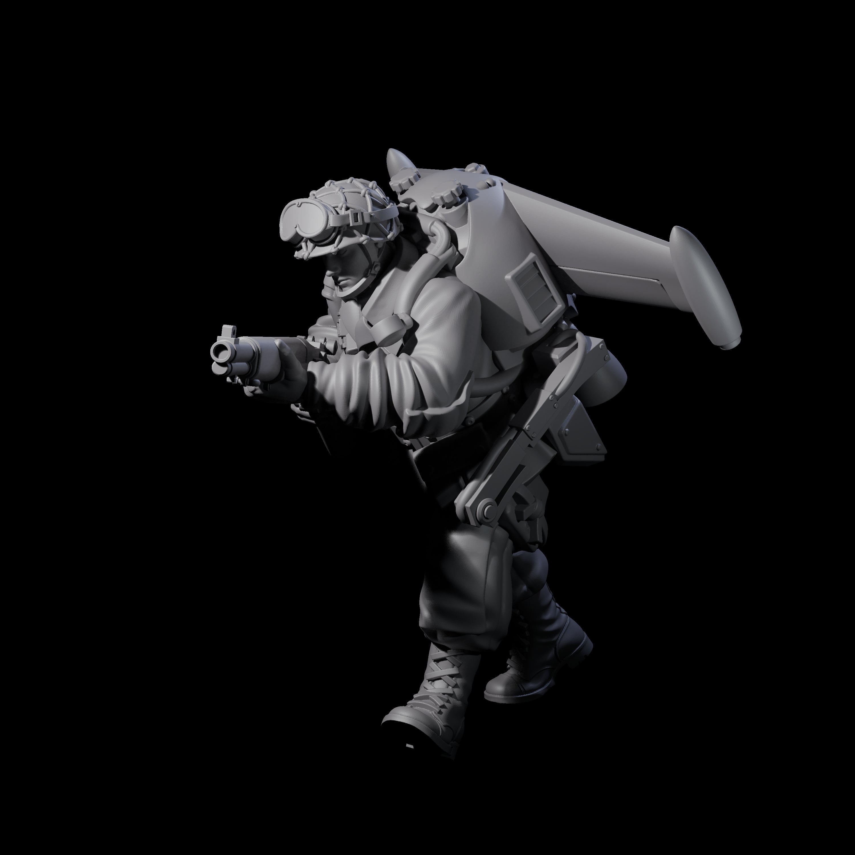 Weird War USA Diving Jetpack Rifleman A Miniature for Dungeons and Dragons, Pathfinder or other TTRPGs
