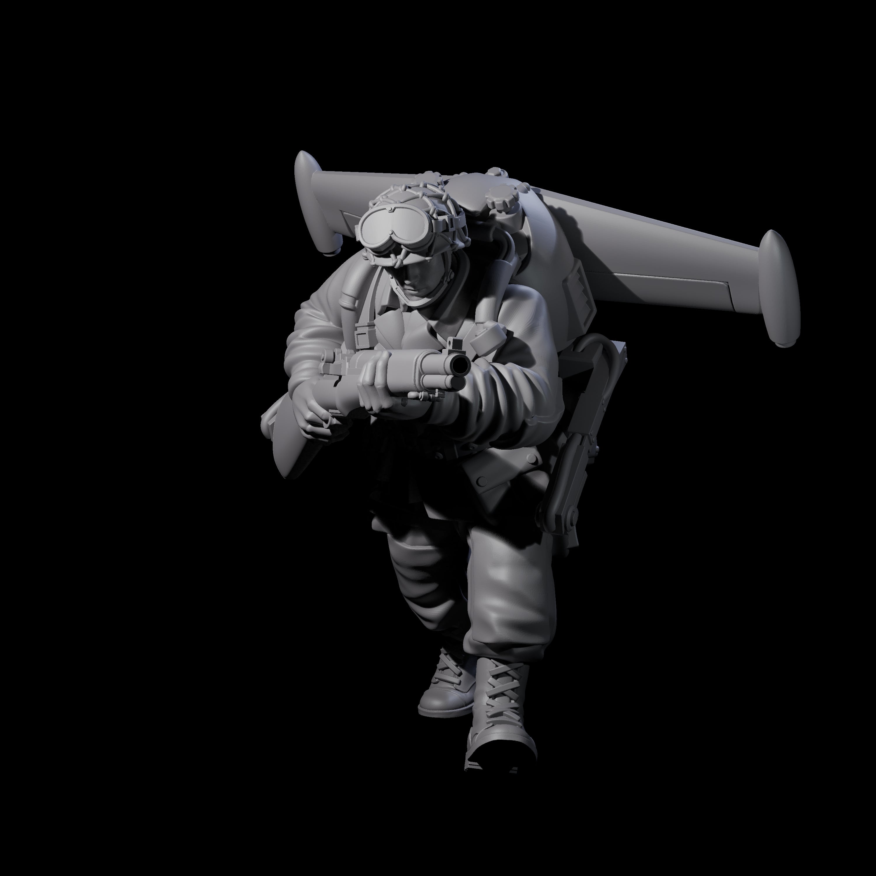Weird War USA Diving Jetpack Rifleman A Miniature for Dungeons and Dragons, Pathfinder or other TTRPGs
