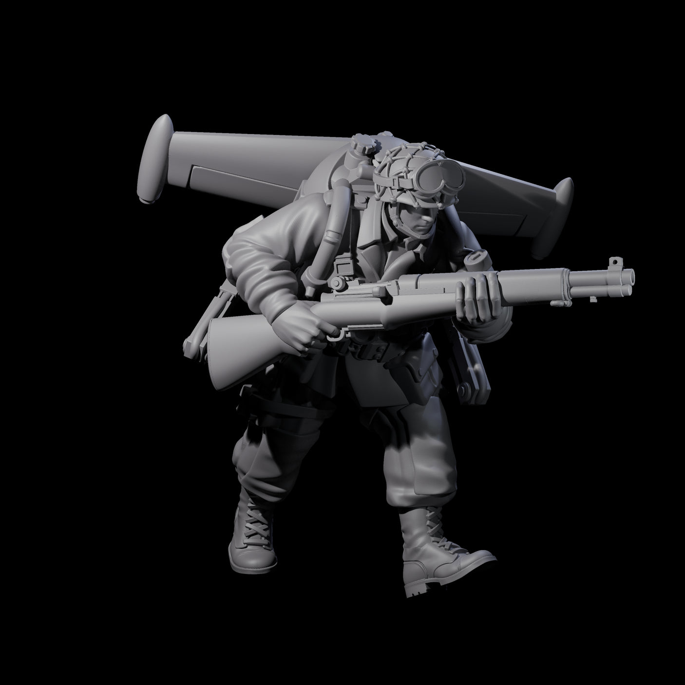 Weird War USA Diving Jetpack Rifleman A Miniature for Dungeons and Dragons, Pathfinder or other TTRPGs