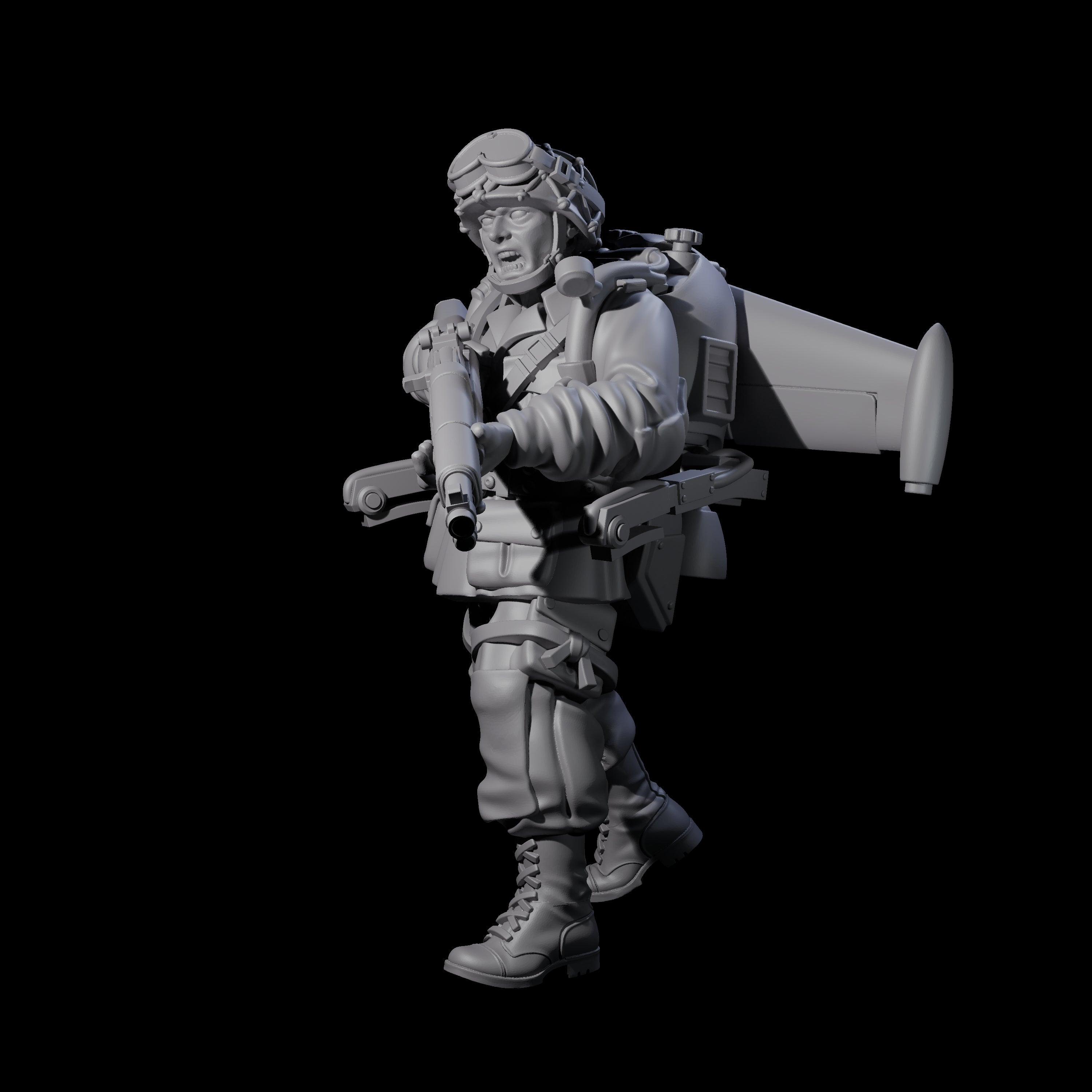 Weird War USA Diving Jetpack Rifleman B Miniature for Dungeons and Dragons, Pathfinder or other TTRPGs