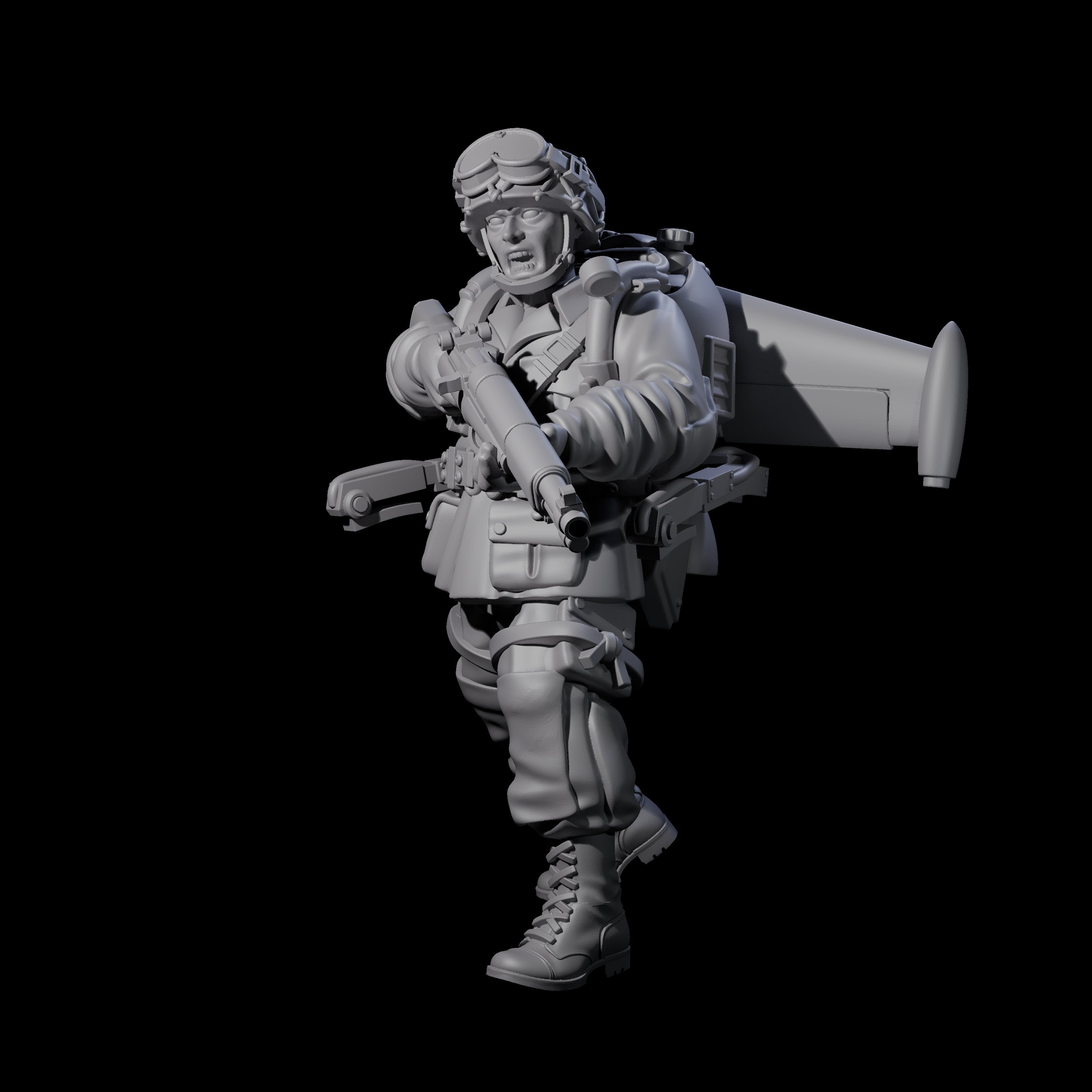 Weird War USA Diving Jetpack Rifleman B Miniature for Dungeons and Dragons, Pathfinder or other TTRPGs