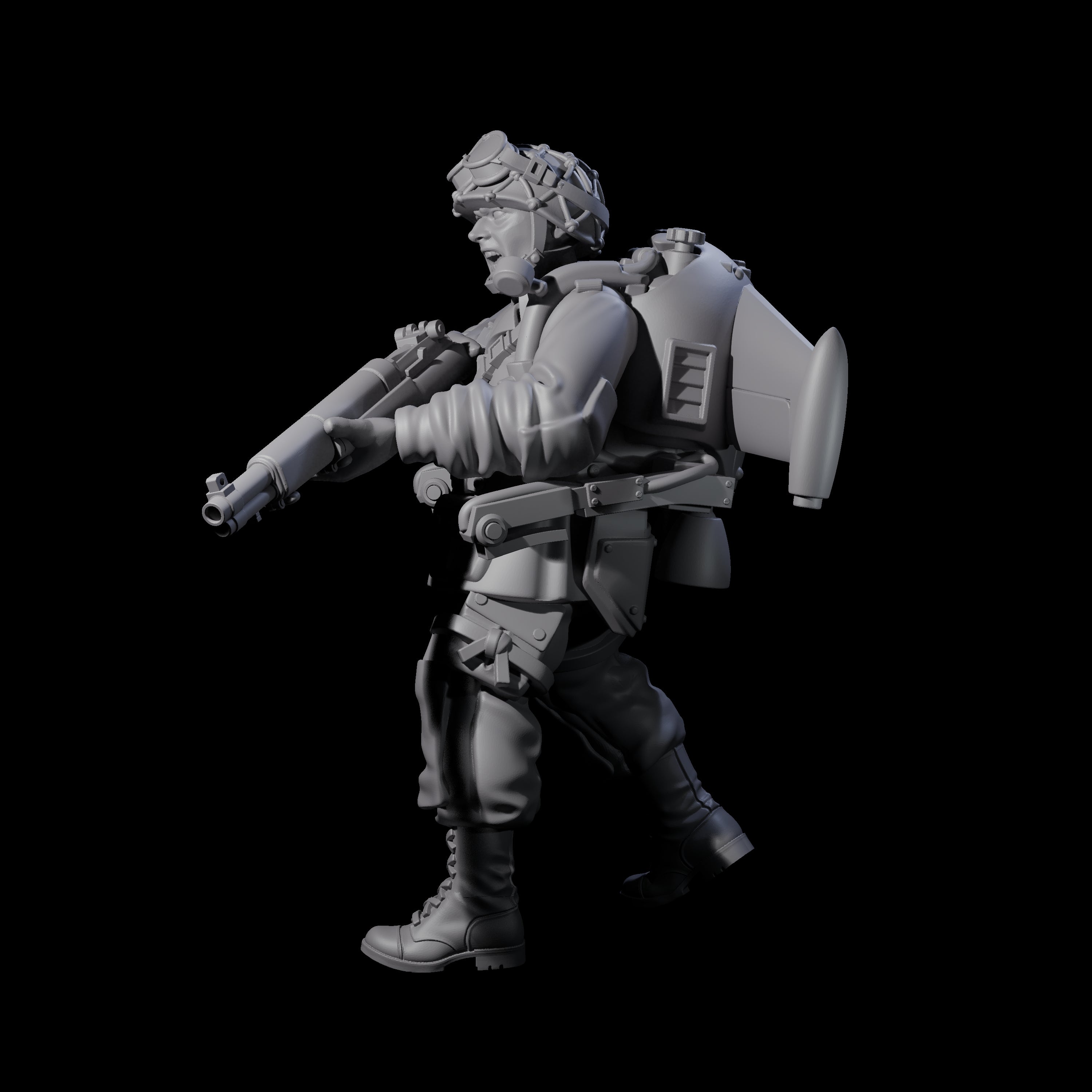 Weird War USA Diving Jetpack Rifleman B Miniature for Dungeons and Dragons, Pathfinder or other TTRPGs
