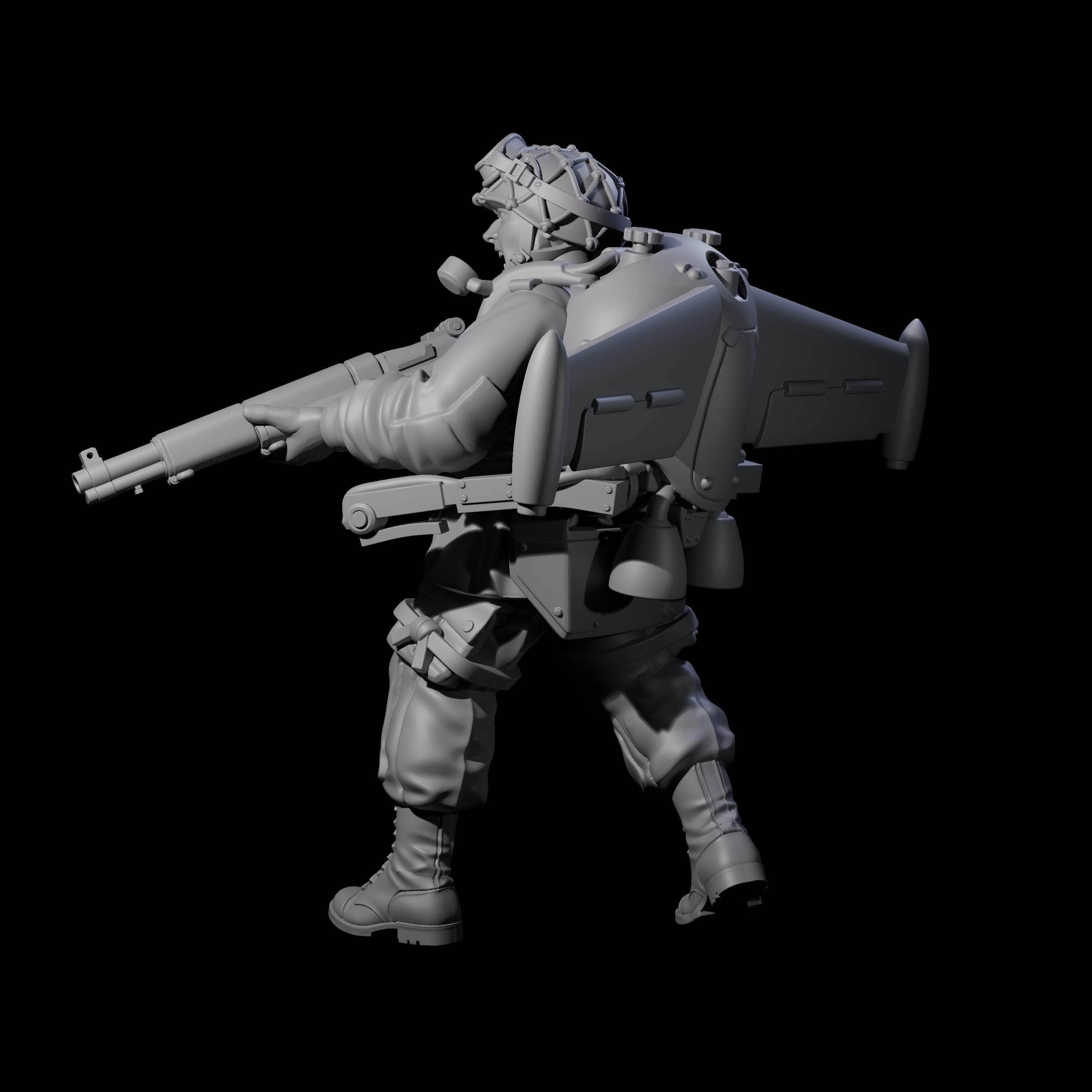Weird War USA Diving Jetpack Rifleman B Miniature for Dungeons and Dragons, Pathfinder or other TTRPGs