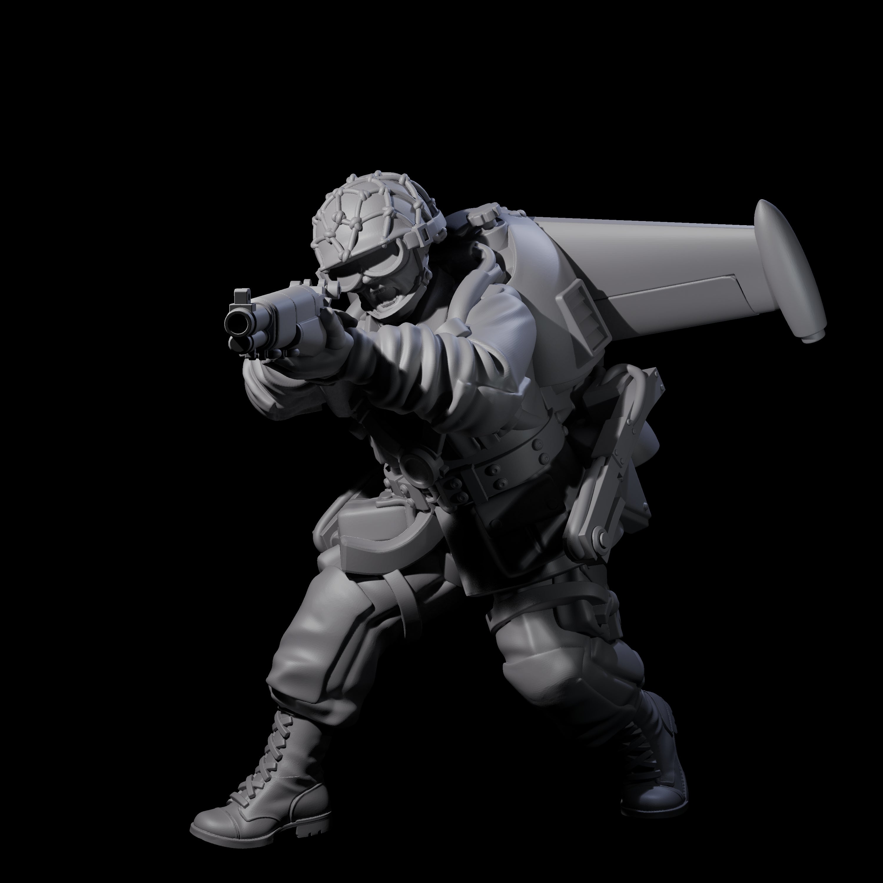 Weird War USA Diving Jetpack Rifleman C Miniature for Dungeons and Dragons, Pathfinder or other TTRPGs