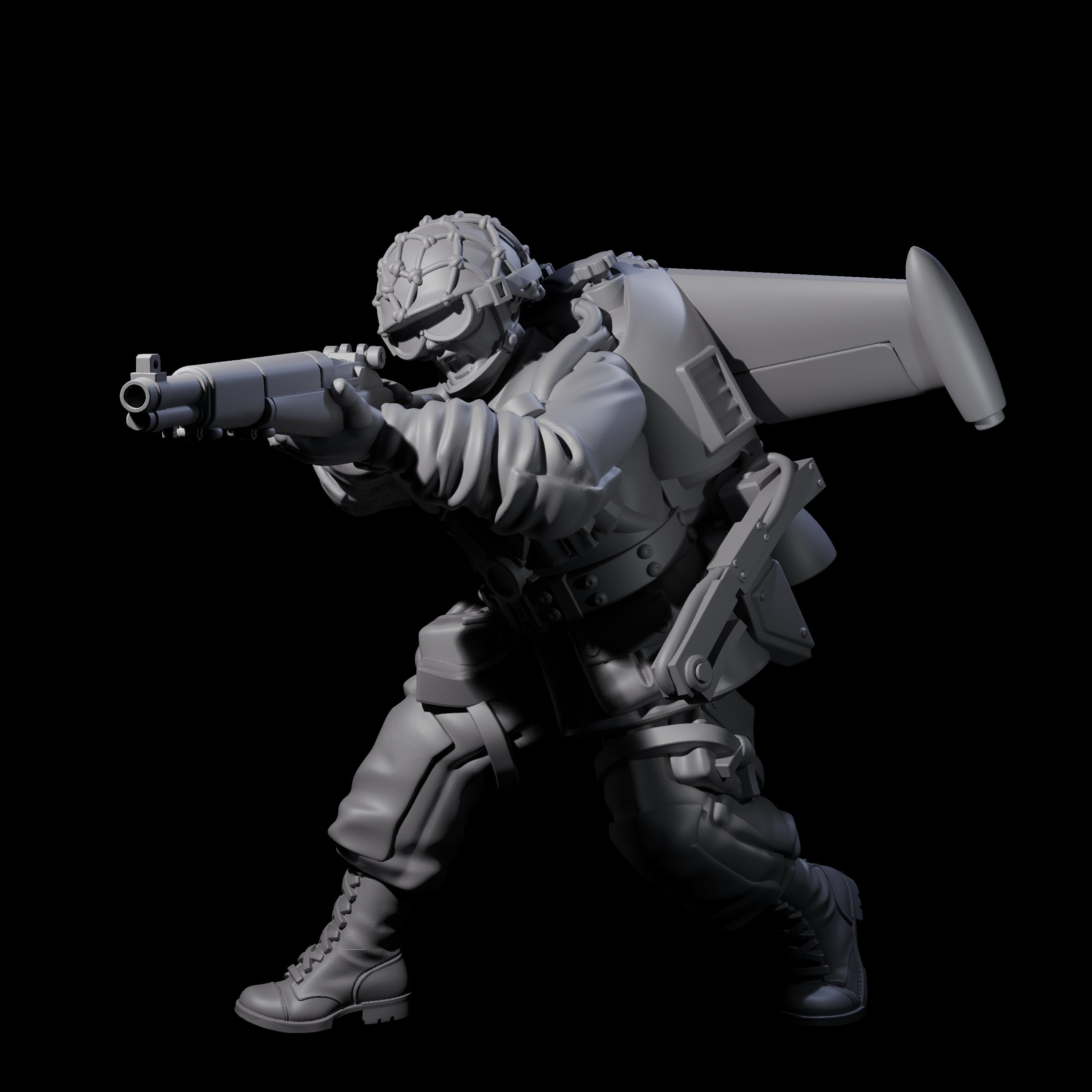 Weird War USA Diving Jetpack Rifleman C Miniature for Dungeons and Dragons, Pathfinder or other TTRPGs