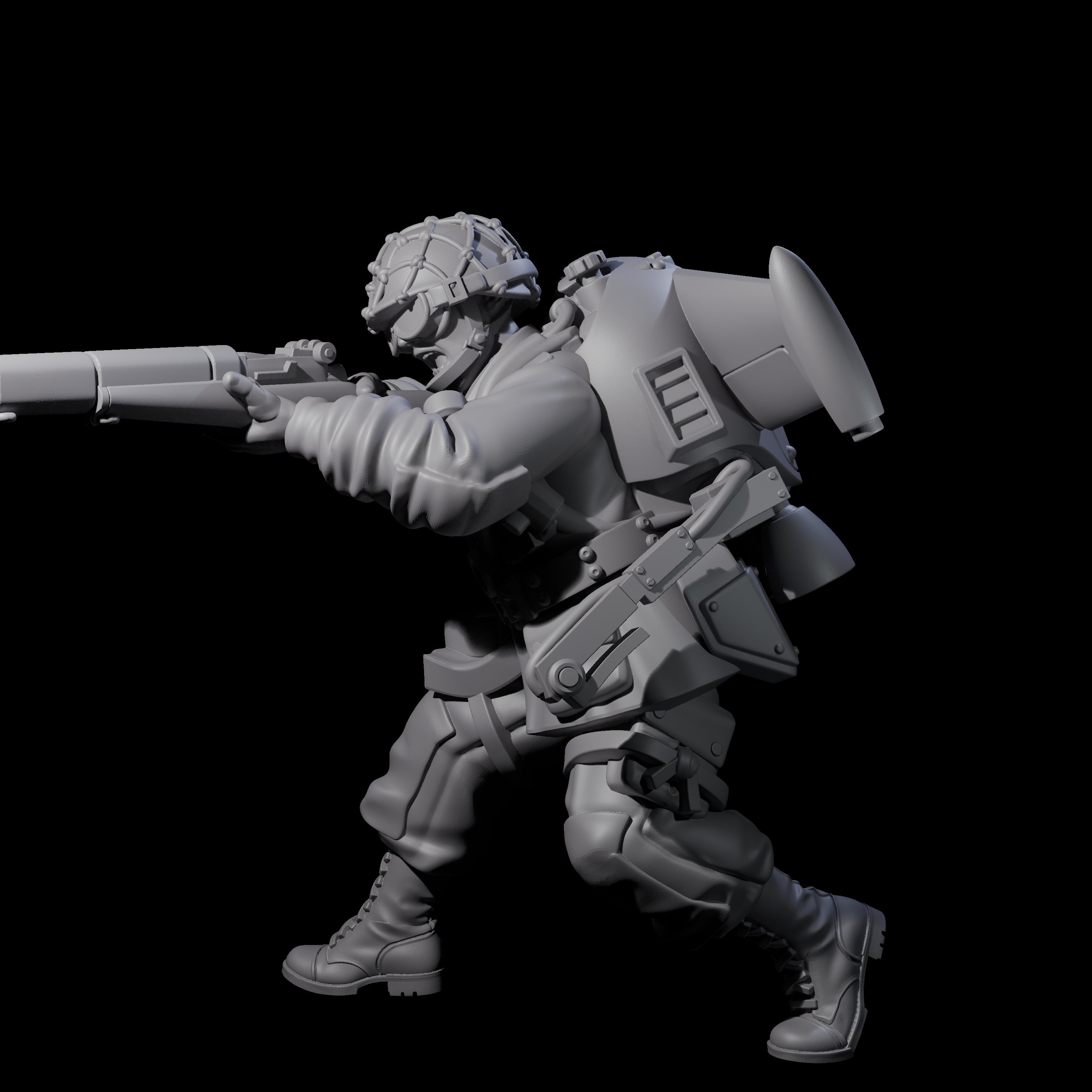 Weird War USA Diving Jetpack Rifleman C Miniature for Dungeons and Dragons, Pathfinder or other TTRPGs