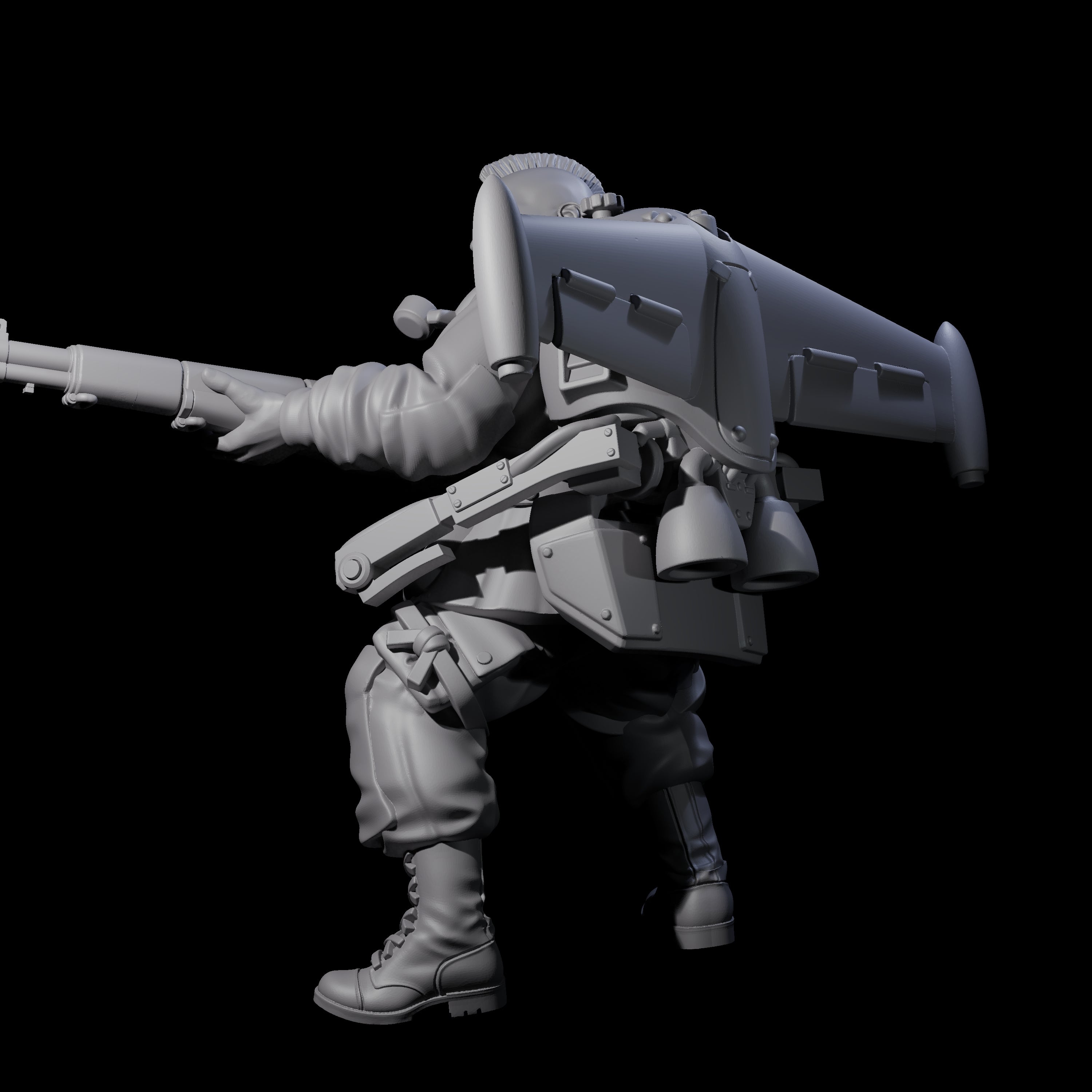 Weird War USA Diving Jetpack Rifleman D Miniature for Dungeons and Dragons, Pathfinder or other TTRPGs