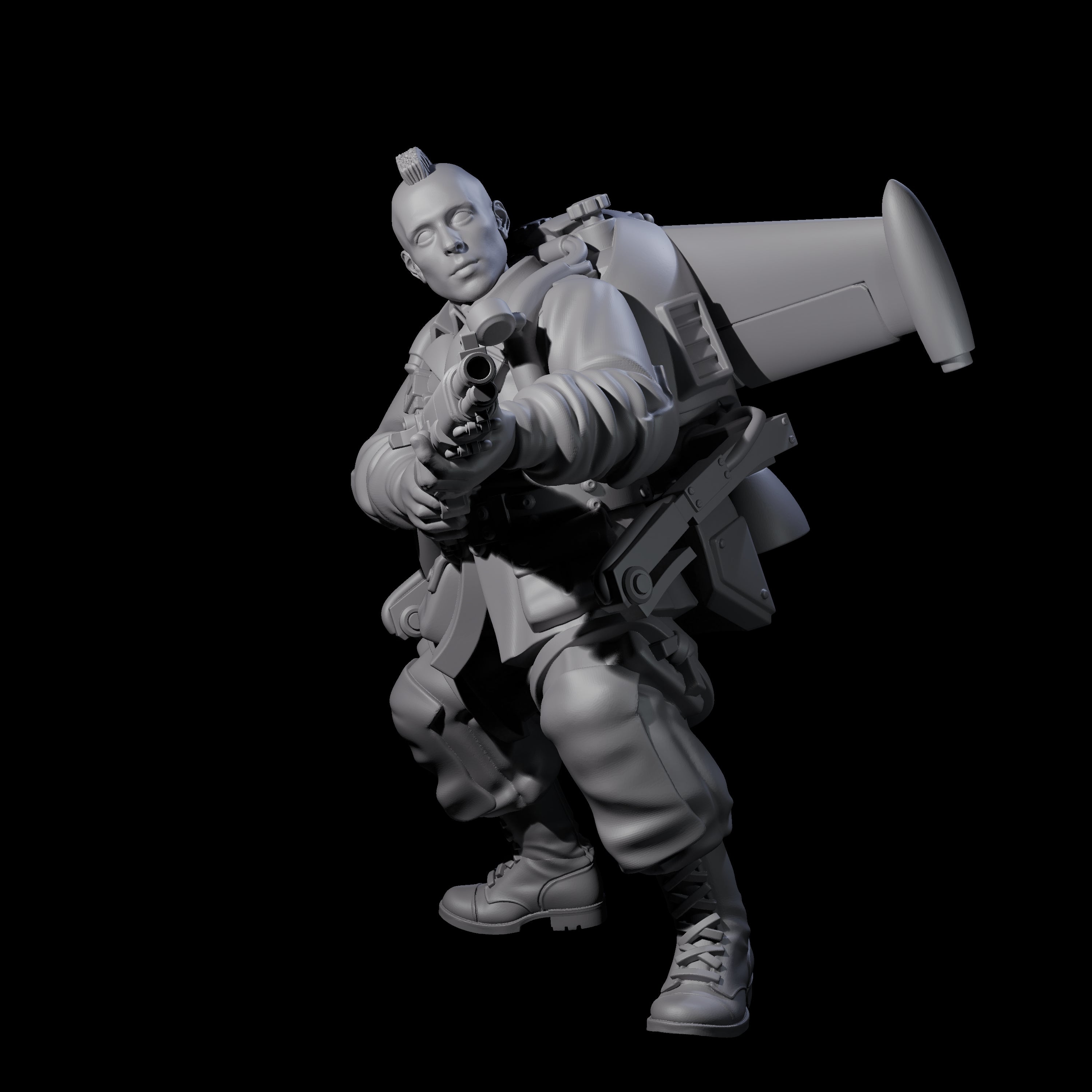 Weird War USA Diving Jetpack Rifleman D Miniature for Dungeons and Dragons, Pathfinder or other TTRPGs