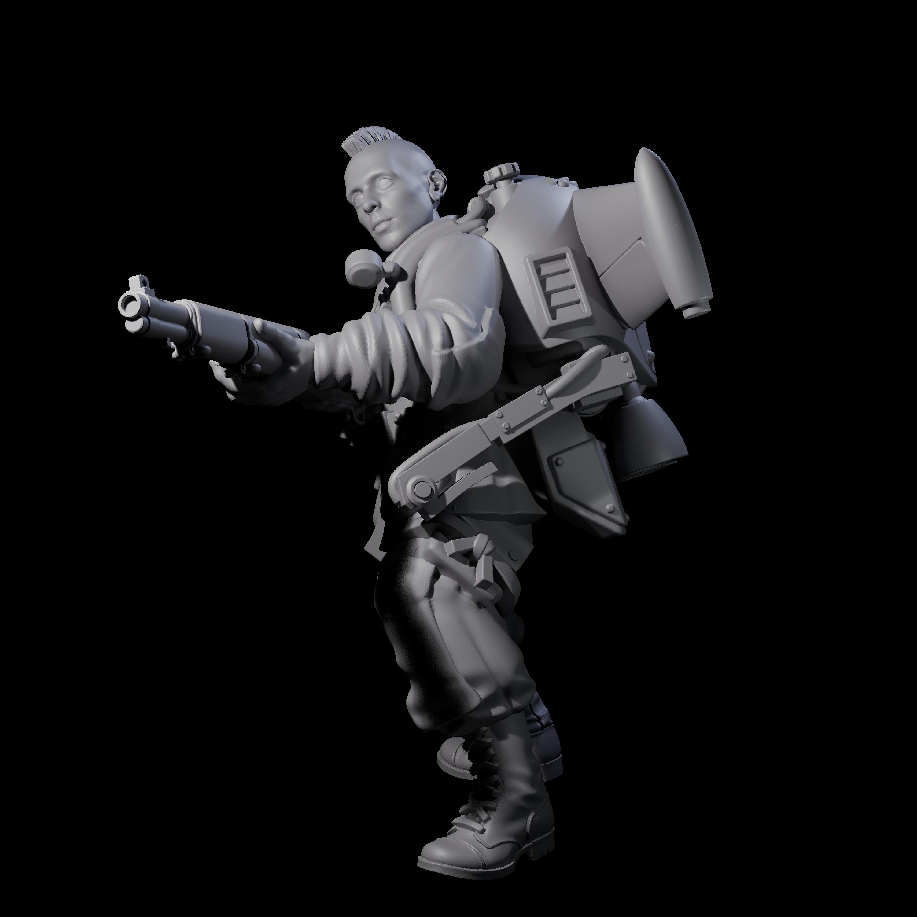 Weird War USA Diving Jetpack Rifleman D Miniature for Dungeons and Dragons, Pathfinder or other TTRPGs